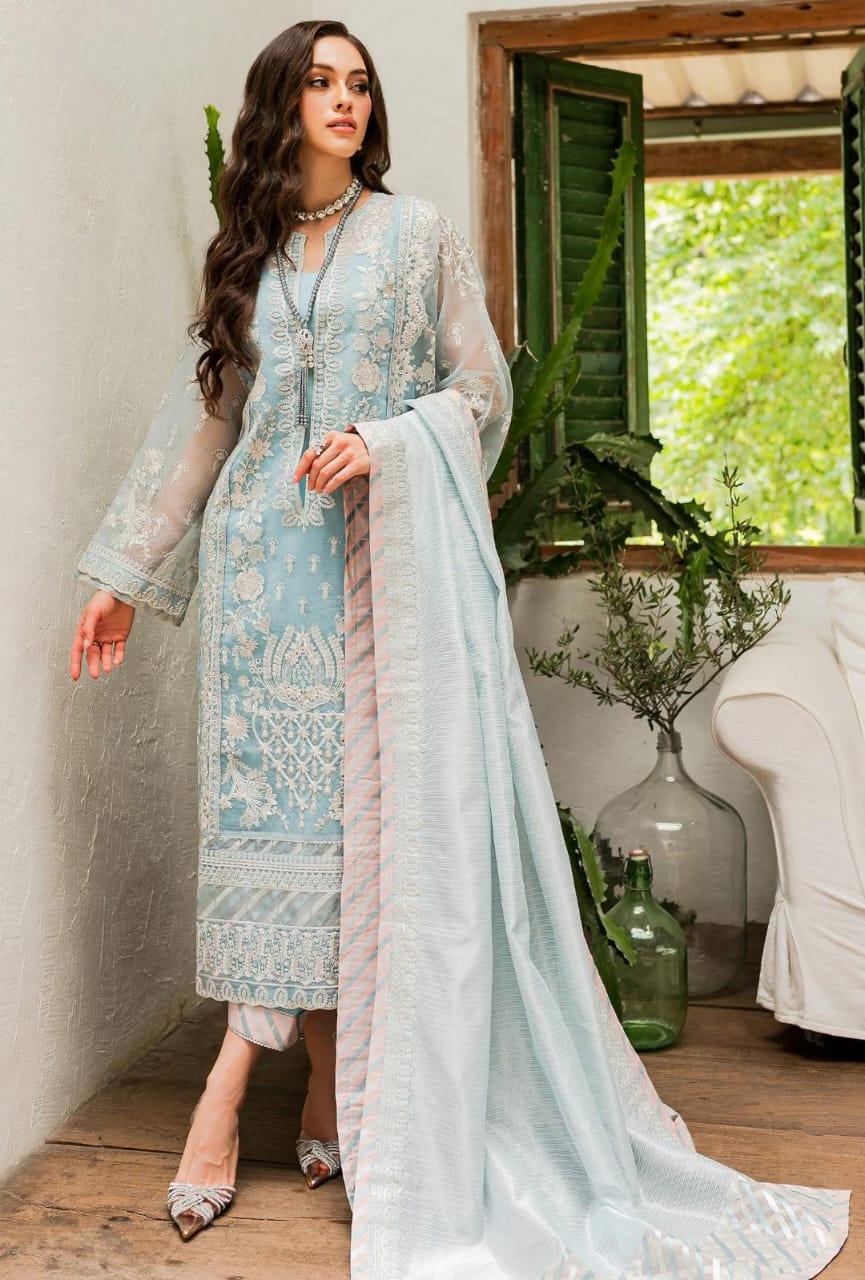 Maryum N Maria | Sorina Luxury Chiffon 23 | Sky Light (MW23-502) - Aqsa Fabrics