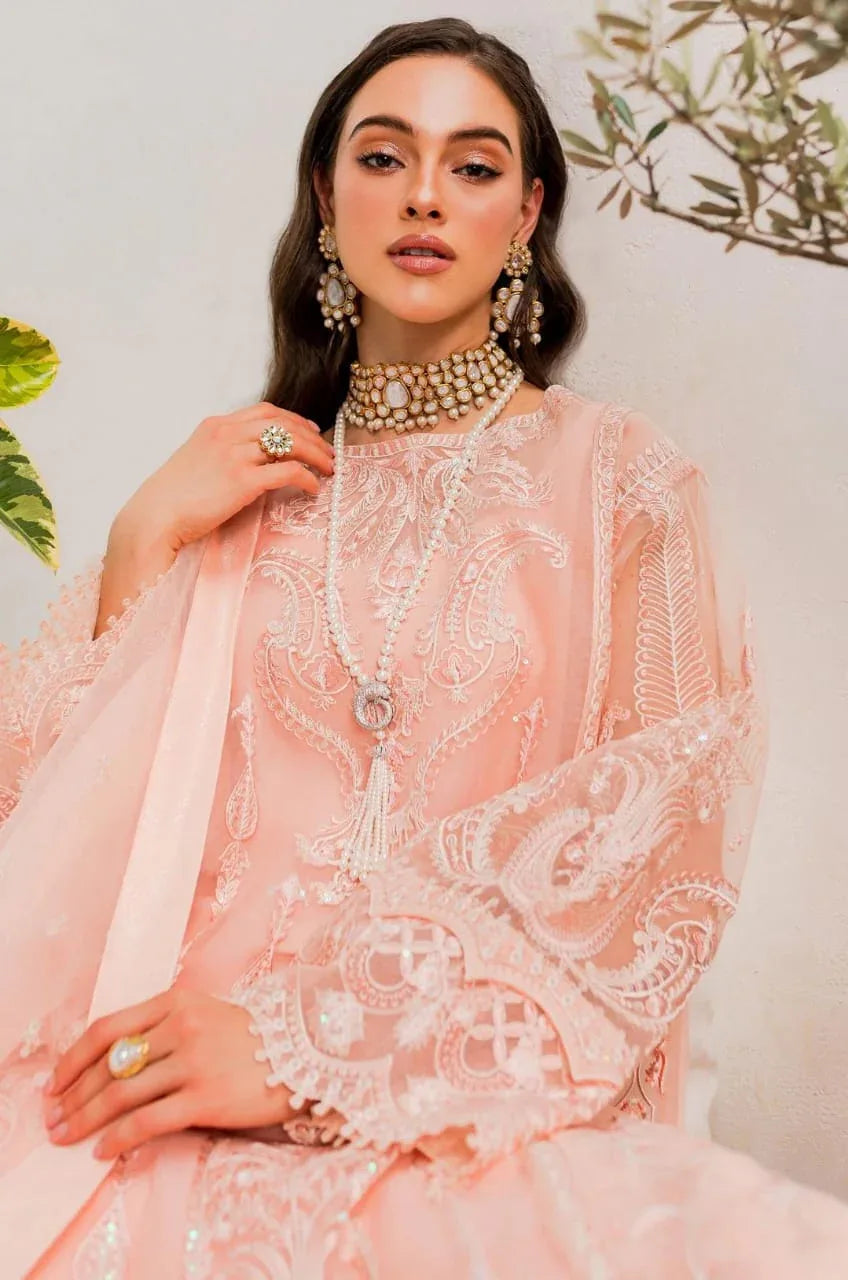 Maryum N Maria | Sorina Luxury Chiffon 23 | Peach Parfait (MW23-505) - Aqsa Fabrics
