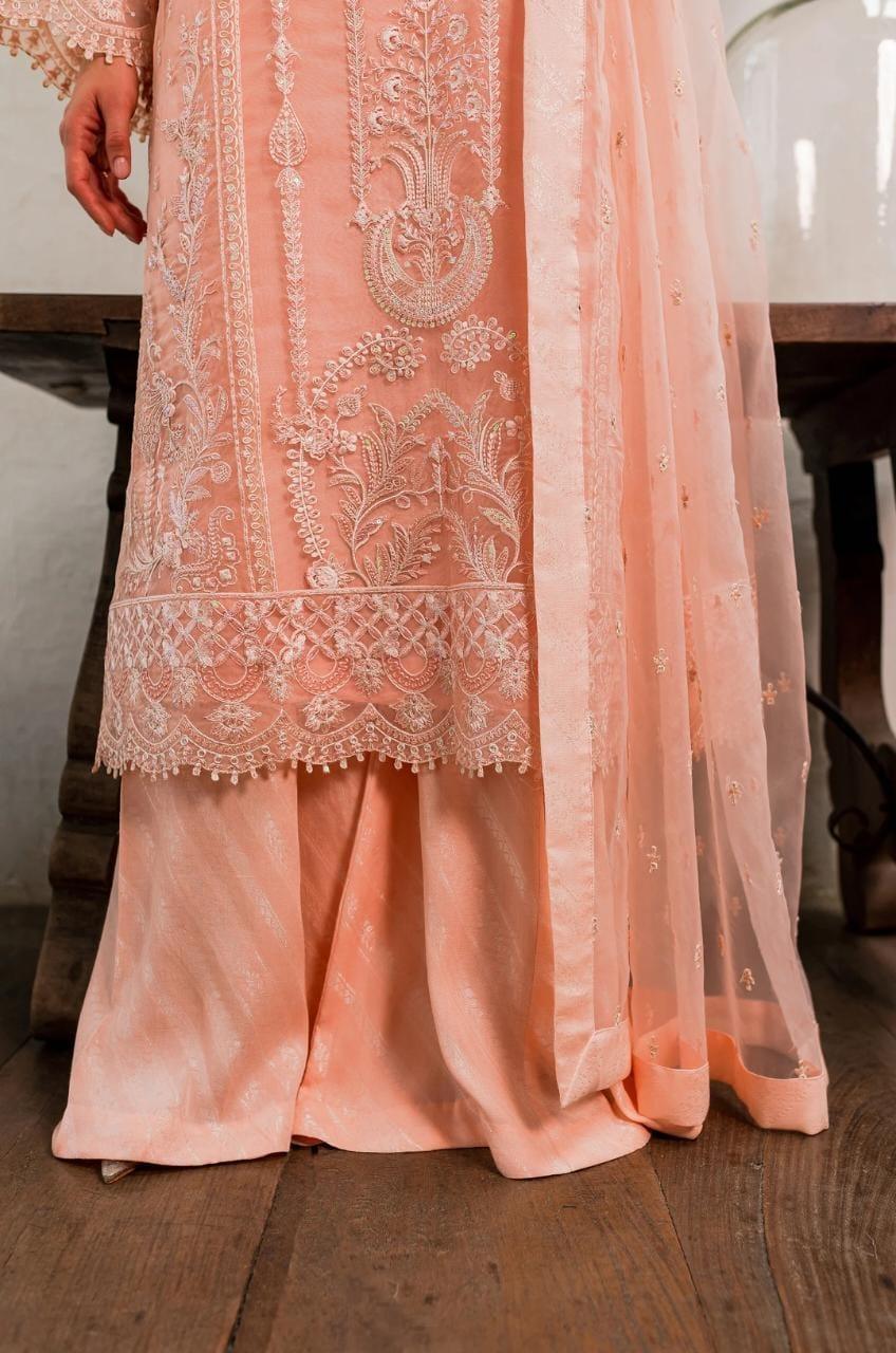 Maryum N Maria | Sorina Luxury Chiffon 23 | Peach Parfait (MW23-505) - Aqsa Fabrics