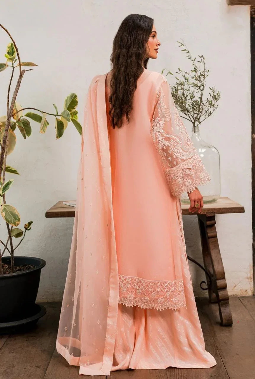 Maryum N Maria | Sorina Luxury Chiffon 23 | Peach Parfait (MW23-505) - Aqsa Fabrics