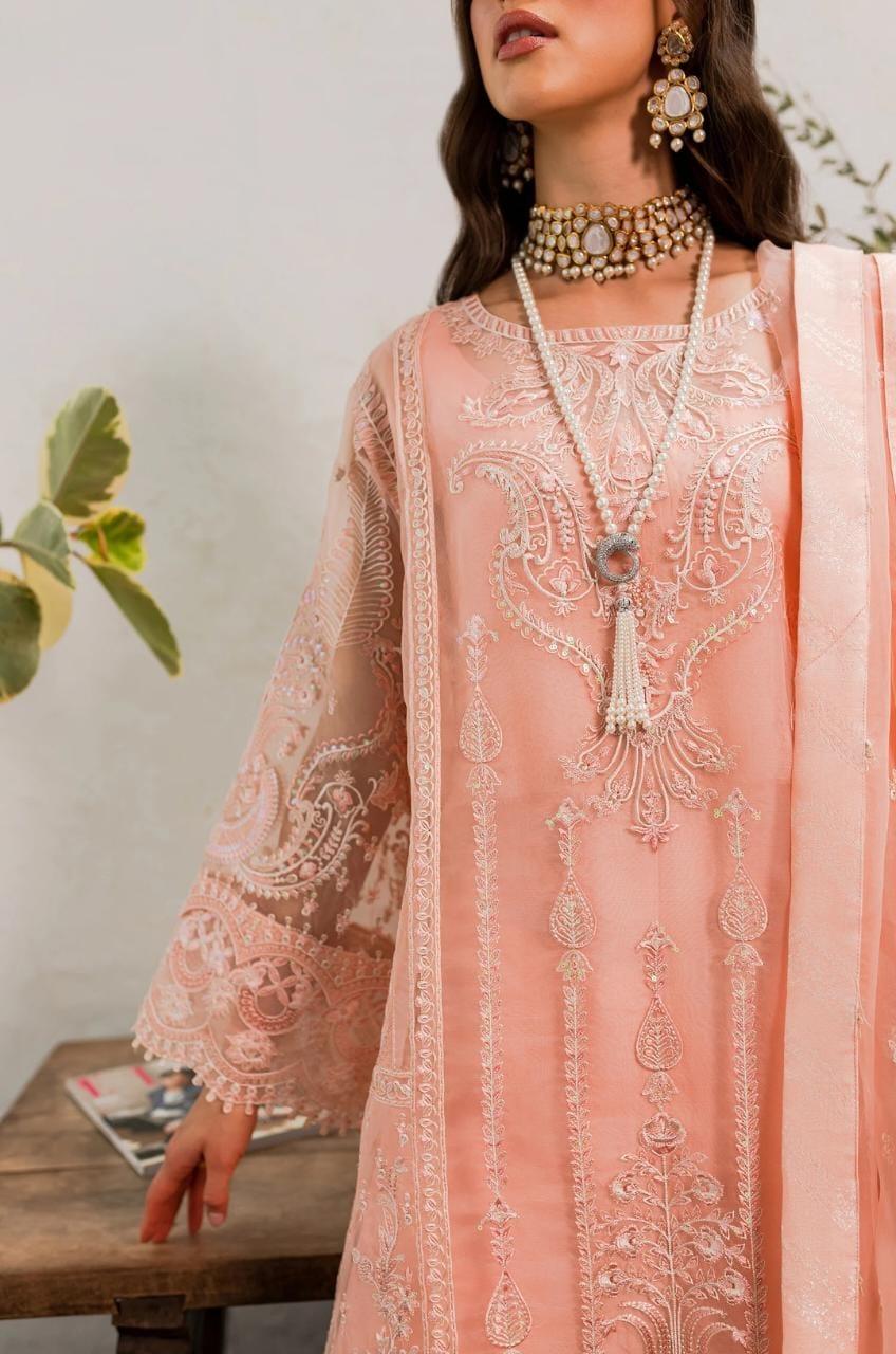 Maryum N Maria | Sorina Luxury Chiffon 23 | Peach Parfait (MW23-505) - Aqsa Fabrics