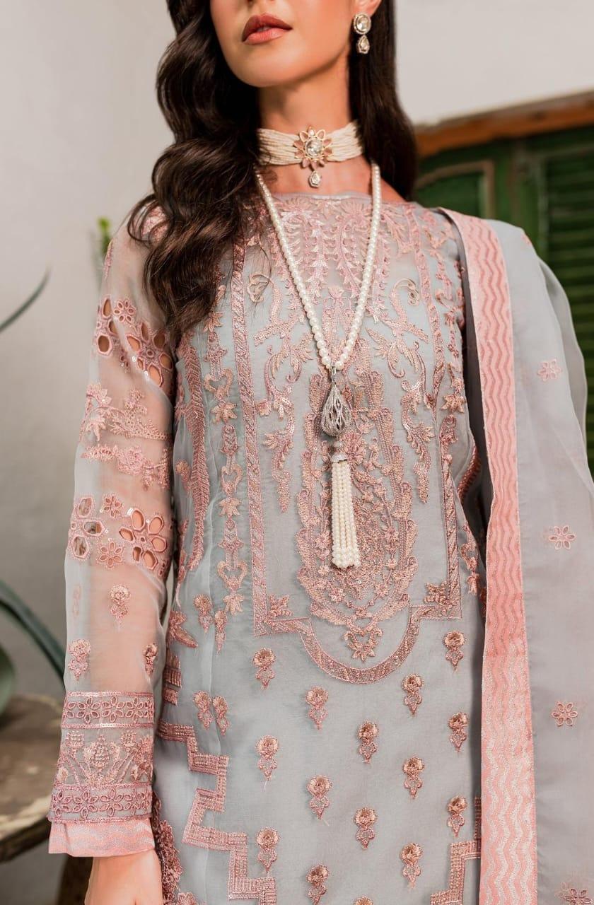 Maryum N Maria | Sorina Luxury Chiffon 23 | Dawn Blue (MW23-510) - Aqsa Fabrics