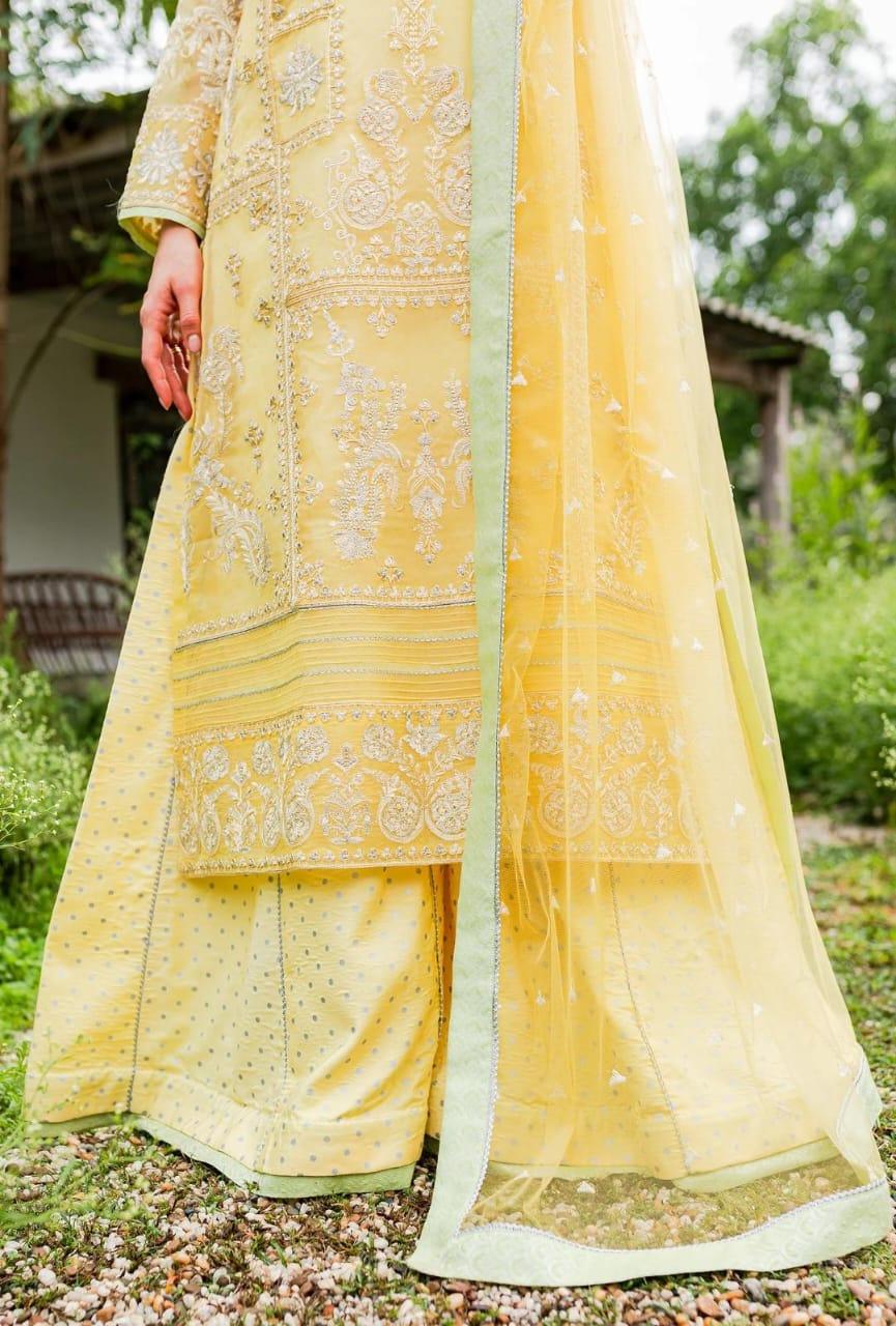 Maryum N Maria | Sorina Luxury Chiffon 23 | Lemon Zest (MW23-508) - Aqsa Fabrics