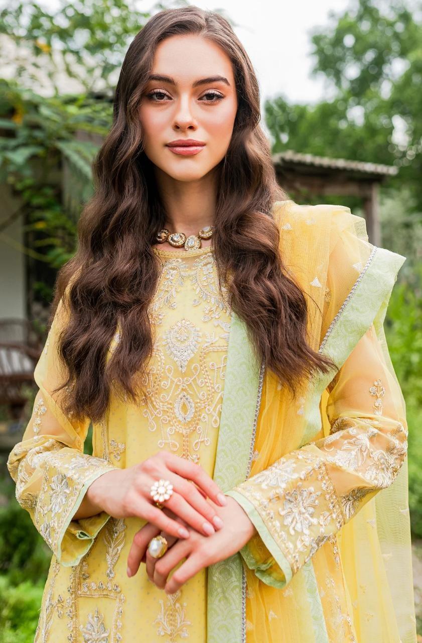 Maryum N Maria | Sorina Luxury Chiffon 23 | Lemon Zest (MW23-508) - Aqsa Fabrics