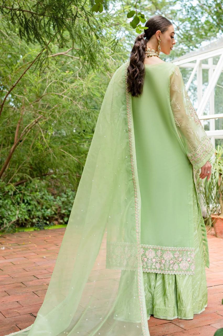 Maryum N Maria | Sorina Luxury Chiffon 23 | Lilly Green (MW23-506) - Aqsa Fabrics