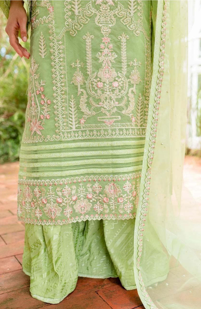 Maryum N Maria | Sorina Luxury Chiffon 23 | Lilly Green (MW23-506) - Aqsa Fabrics
