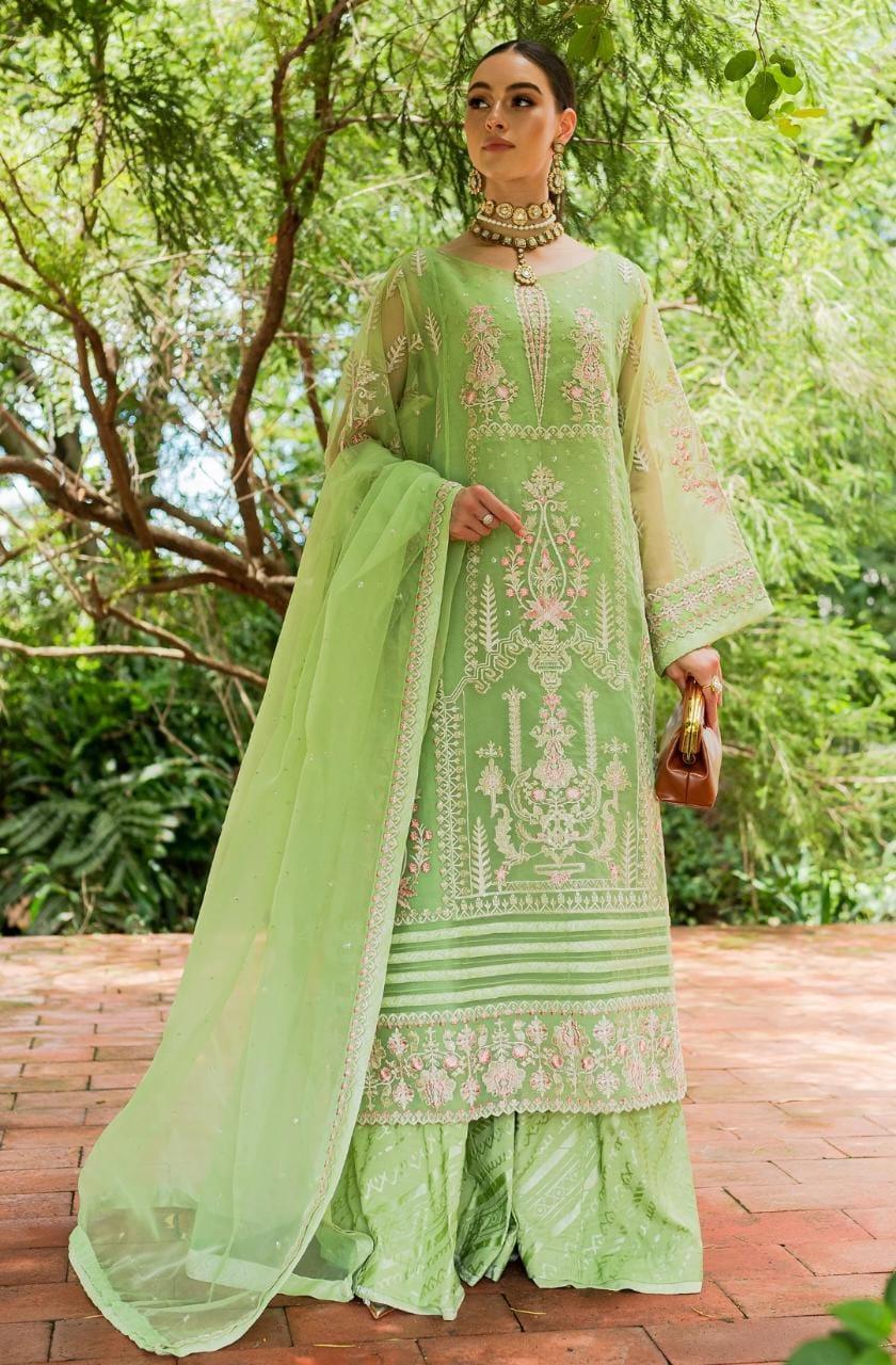 Maryum N Maria | Sorina Luxury Chiffon 23 | Lilly Green (MW23-506) - Aqsa Fabrics