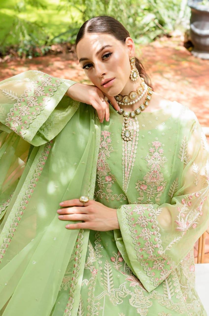 Maryum N Maria | Sorina Luxury Chiffon 23 | Lilly Green (MW23-506) - Aqsa Fabrics
