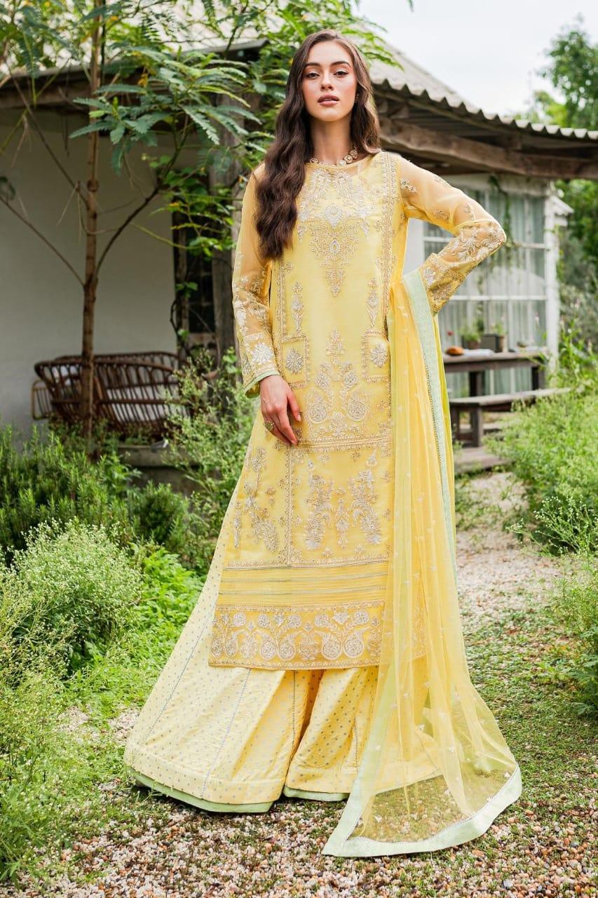 Maryum N Maria | Sorina Luxury Chiffon 23 | Lemon Zest (MW23-508) - Aqsa Fabrics