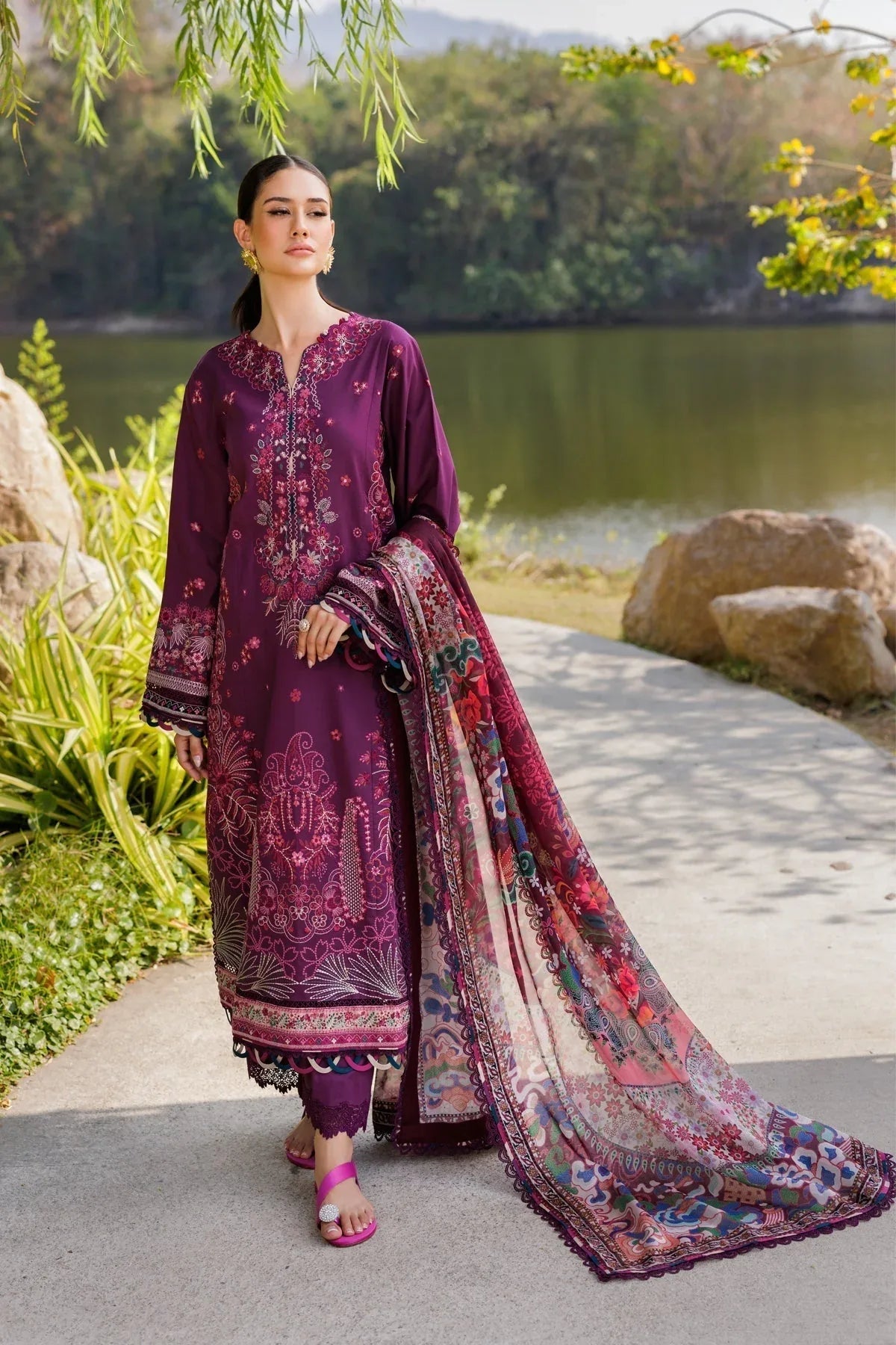 Xenia Formals | Luxury Lawn 25 | VIOLET - Aqsa Fabrics