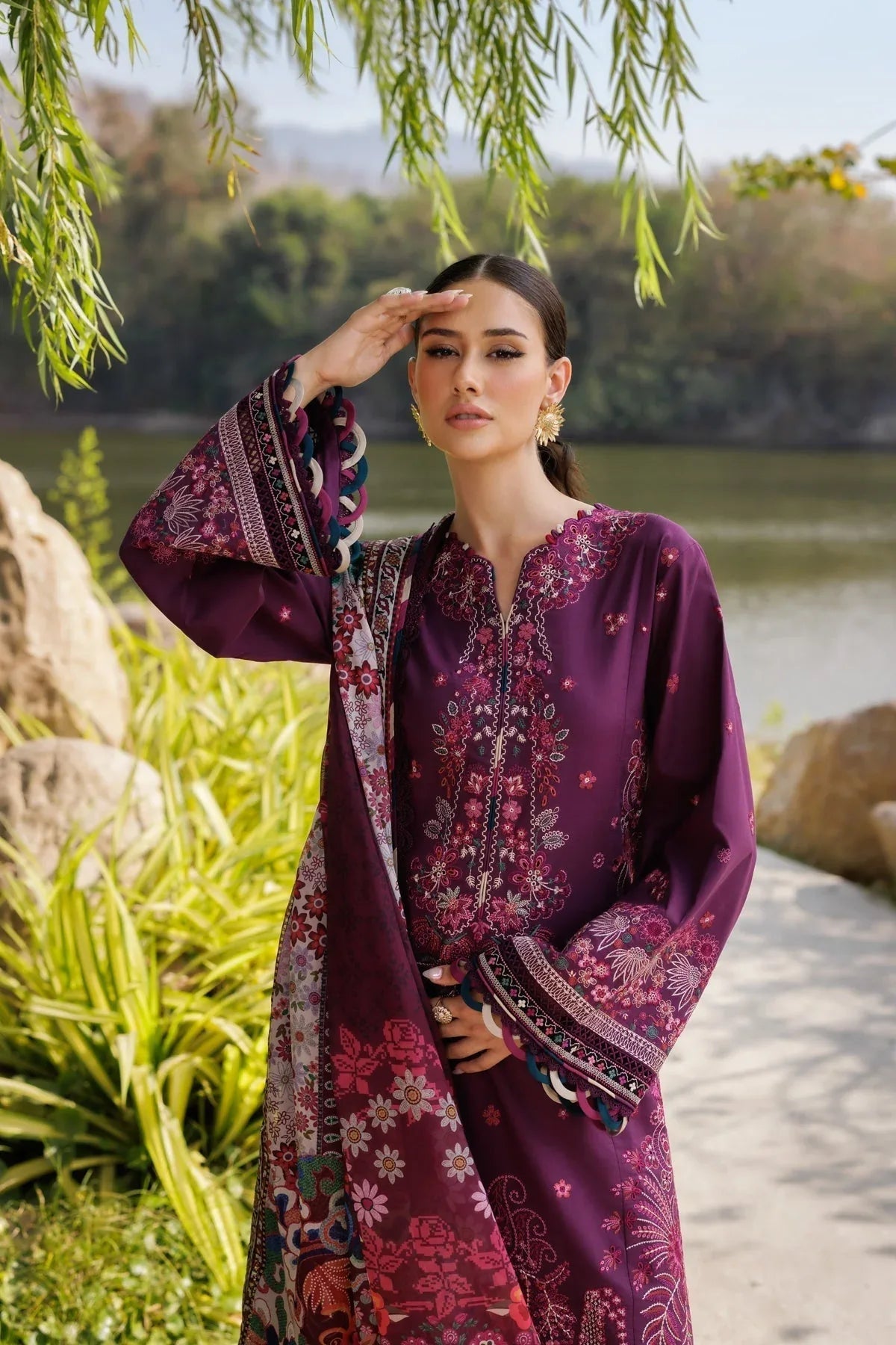 Xenia Formals | Luxury Lawn 25 | VIOLET - Aqsa Fabrics