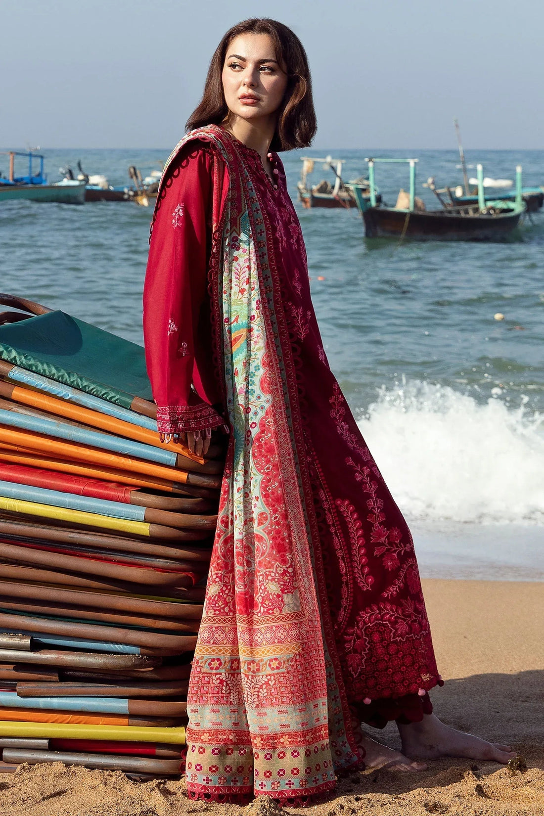 Zaha | Embroidered Lawn Collection | EIRA (ZL23-10 B) - Aqsa Fabrics