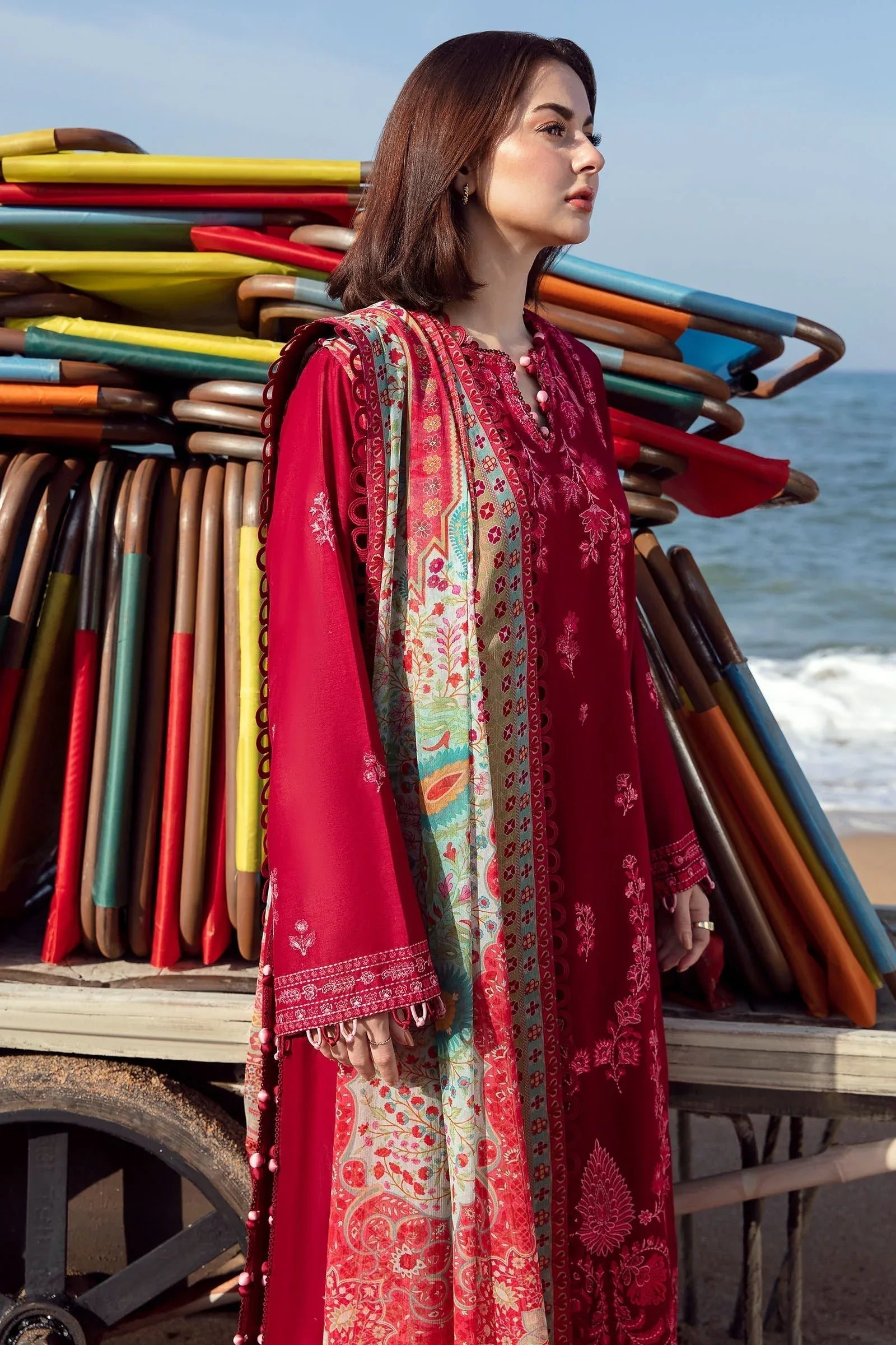 Zaha | Embroidered Lawn Collection | EIRA (ZL23-10 B) - Aqsa Fabrics