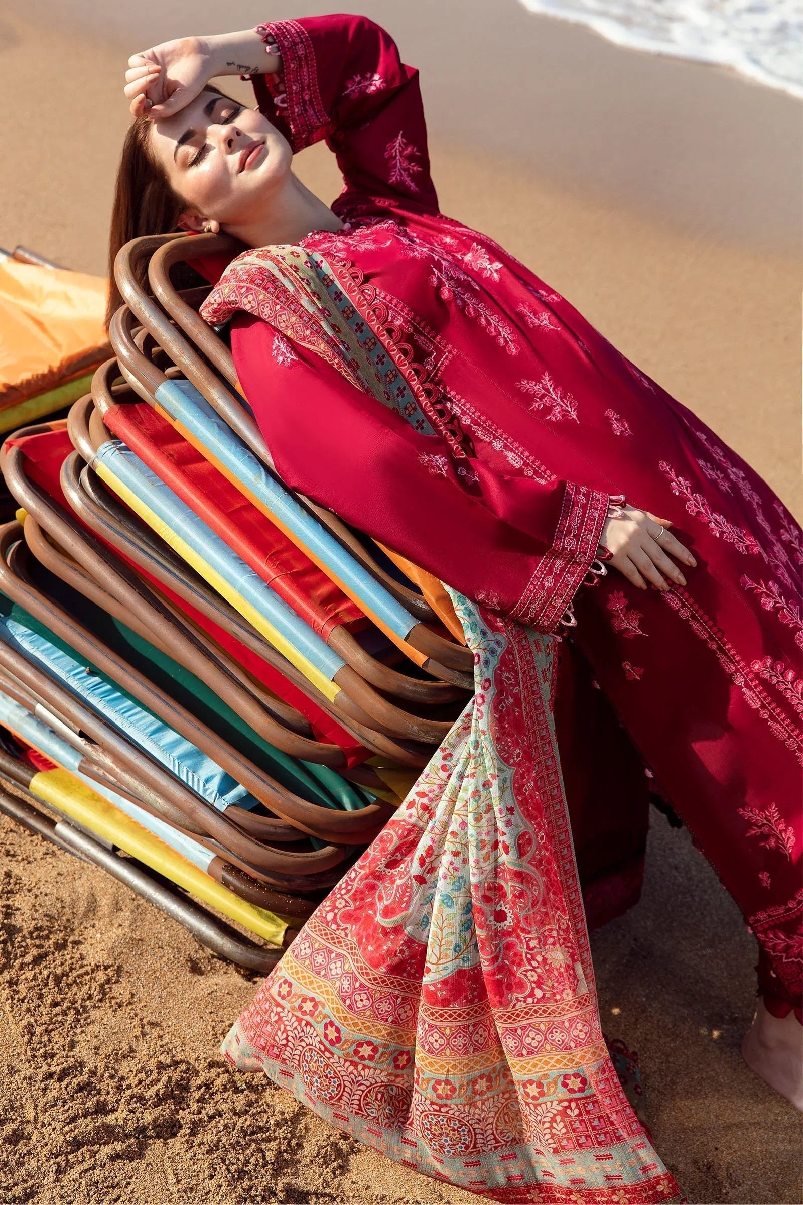 Zaha | Embroidered Lawn Collection | EIRA (ZL23-10 B) - Aqsa Fabrics