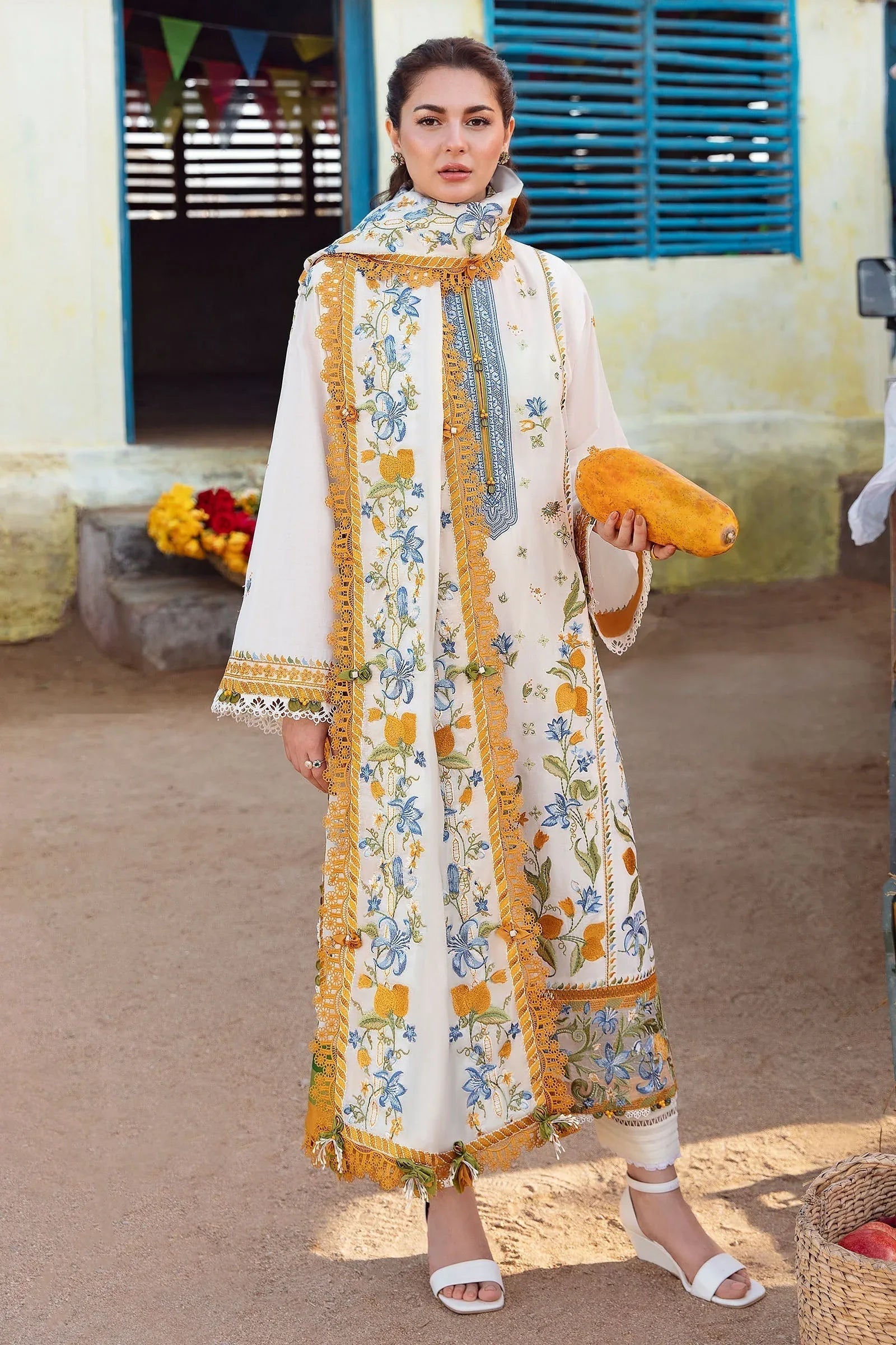 Zaha | Embroidered Lawn Collection | LEYA (ZL23-07 A) - Aqsa Fabrics