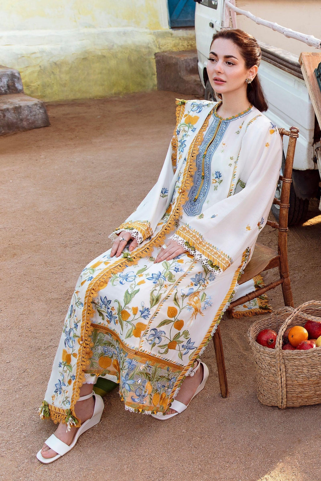 Zaha | Embroidered Lawn Collection | LEYA (ZL23-07 A) - Aqsa Fabrics