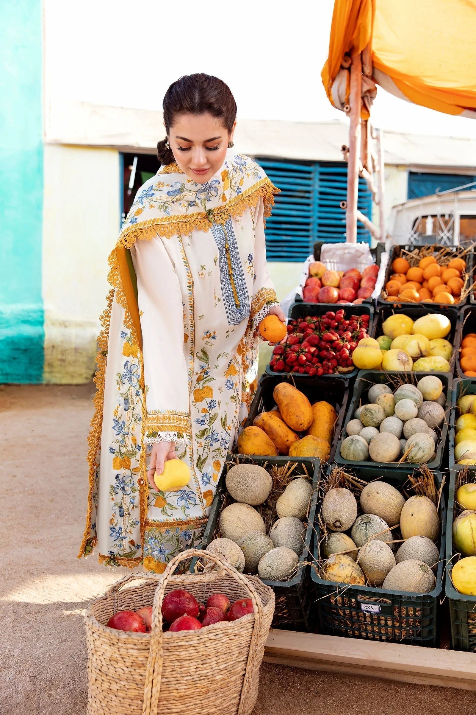 Zaha | Embroidered Lawn Collection | LEYA (ZL23-07 A) - Aqsa Fabrics
