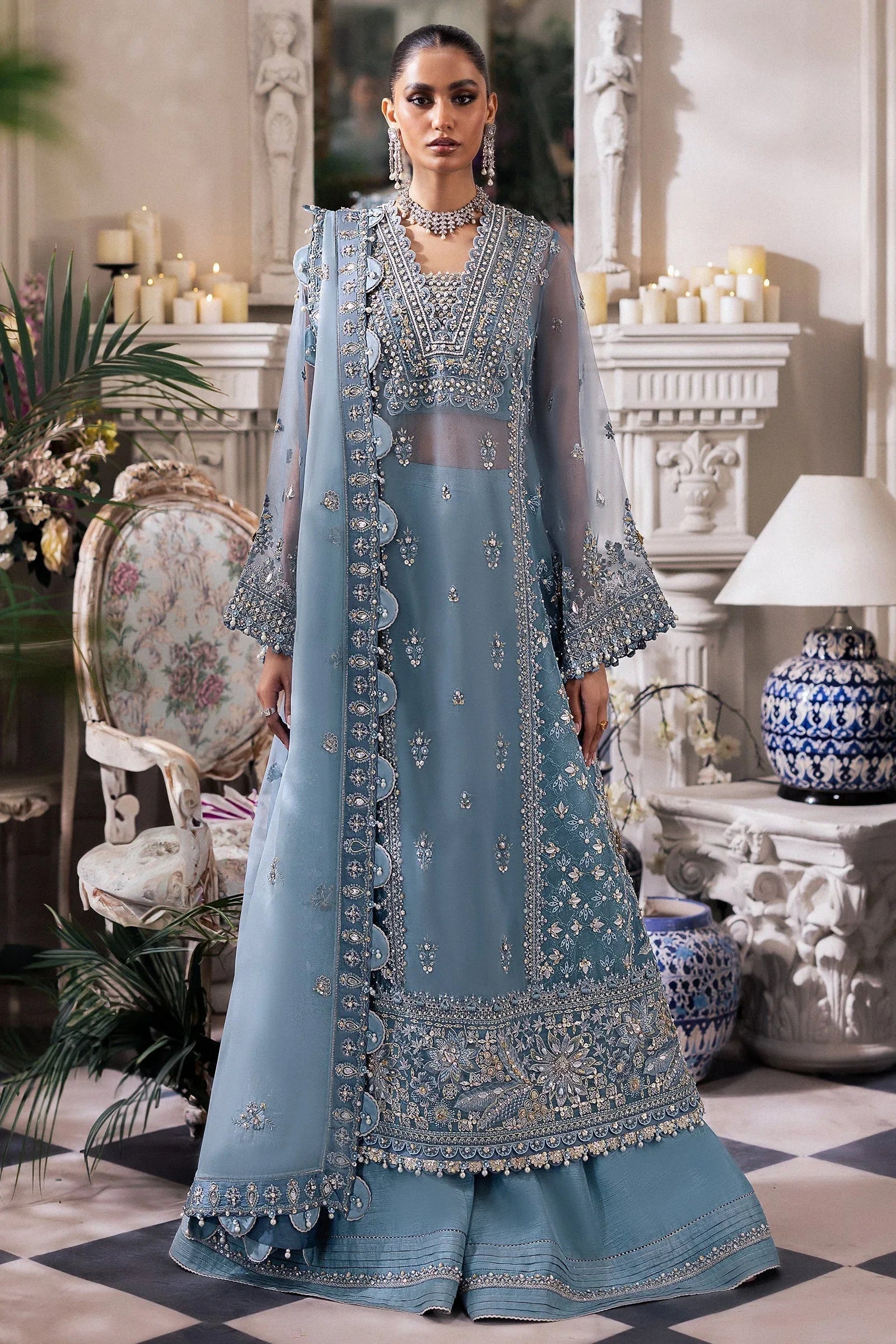 Zaha | Gossamer Formals 24 | AZURA (ZC24-07) - Aqsa Fabrics