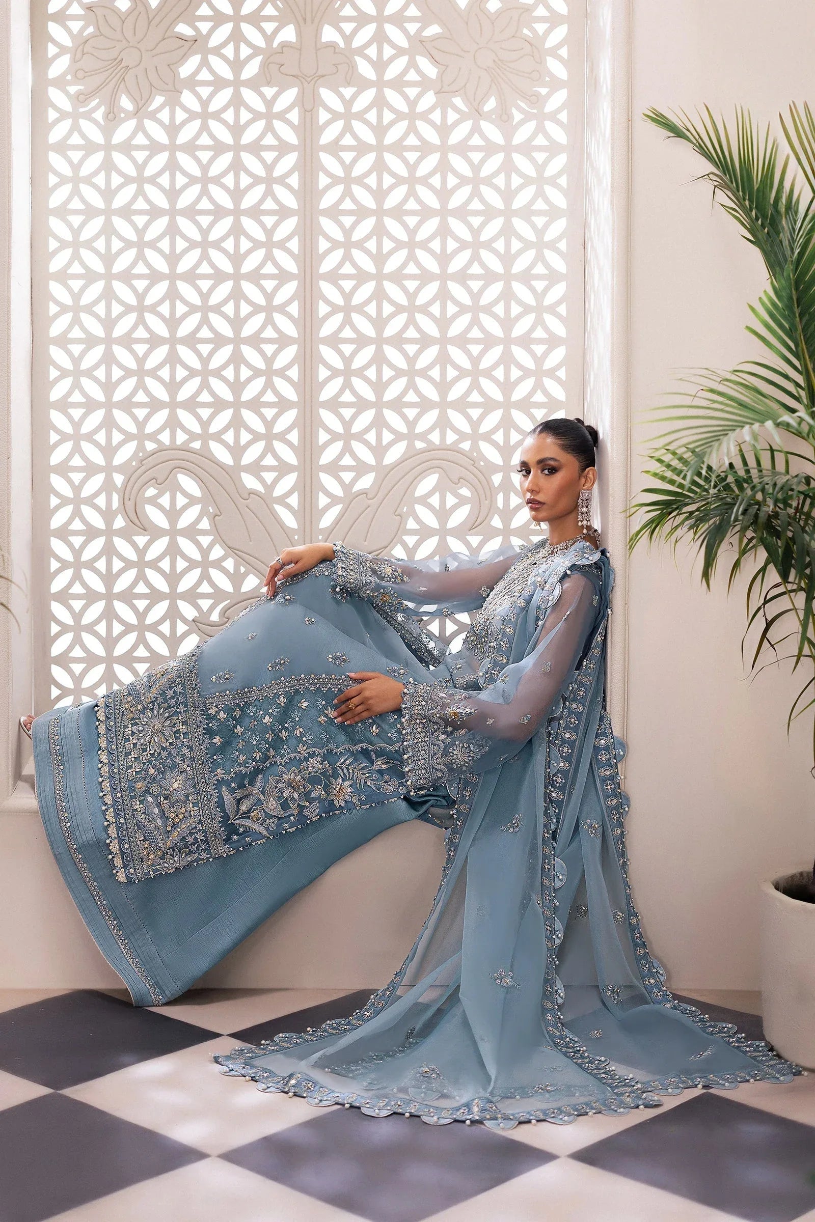 Zaha | Gossamer Formals 24 | AZURA (ZC24-07) - Aqsa Fabrics