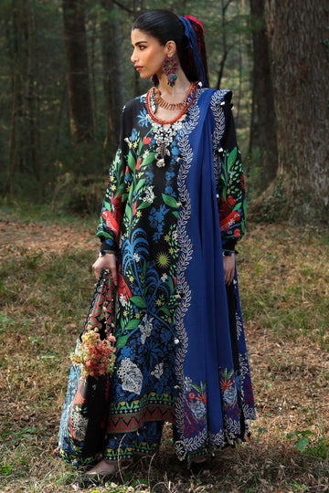 Zaha | Lawn 25 | BLACK SOLANA (ZL25-03 A) - Aqsa Fabrics