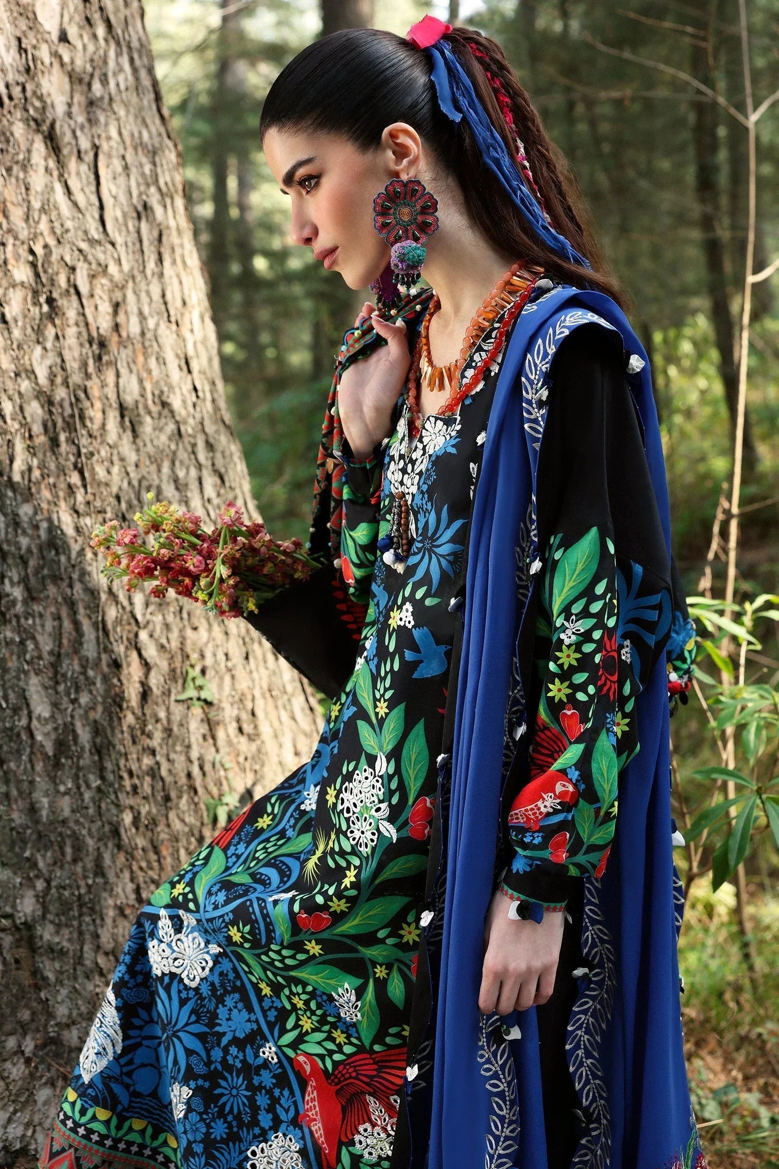 Zaha | Lawn 25 | BLACK SOLANA (ZL25-03 A) - Aqsa Fabrics