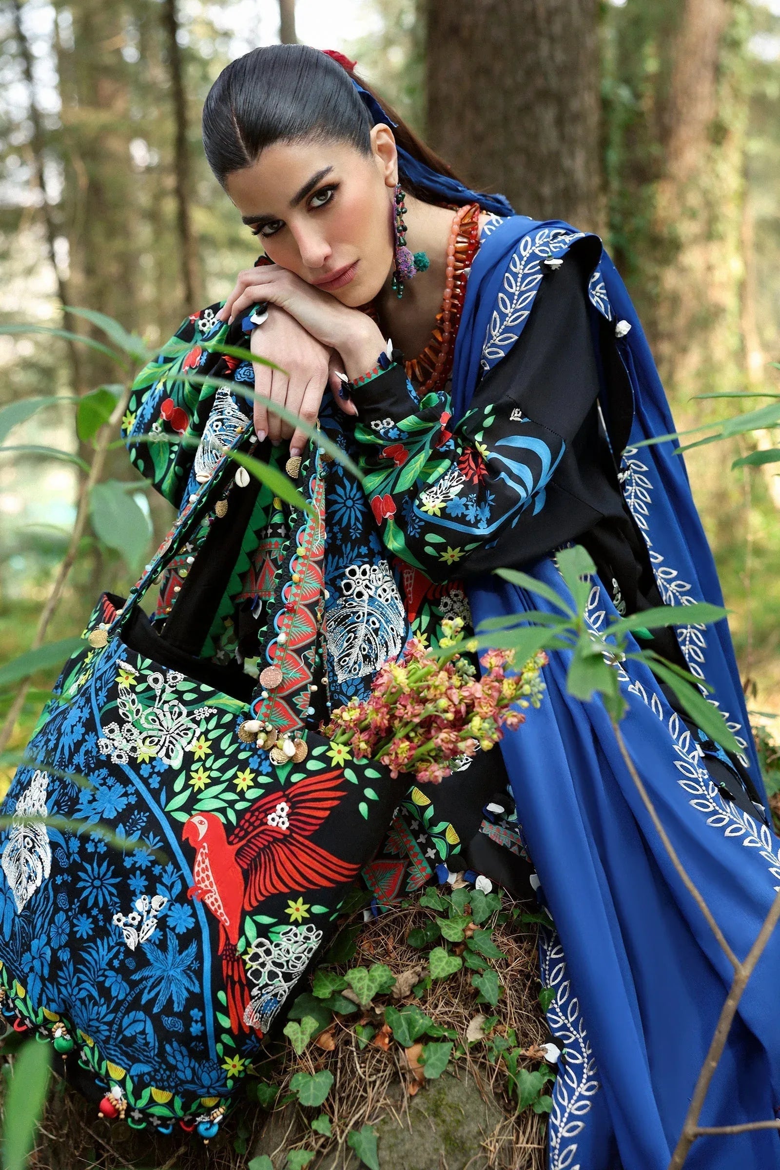 Zaha | Lawn 25 | BLACK SOLANA (ZL25-03 A) - Aqsa Fabrics