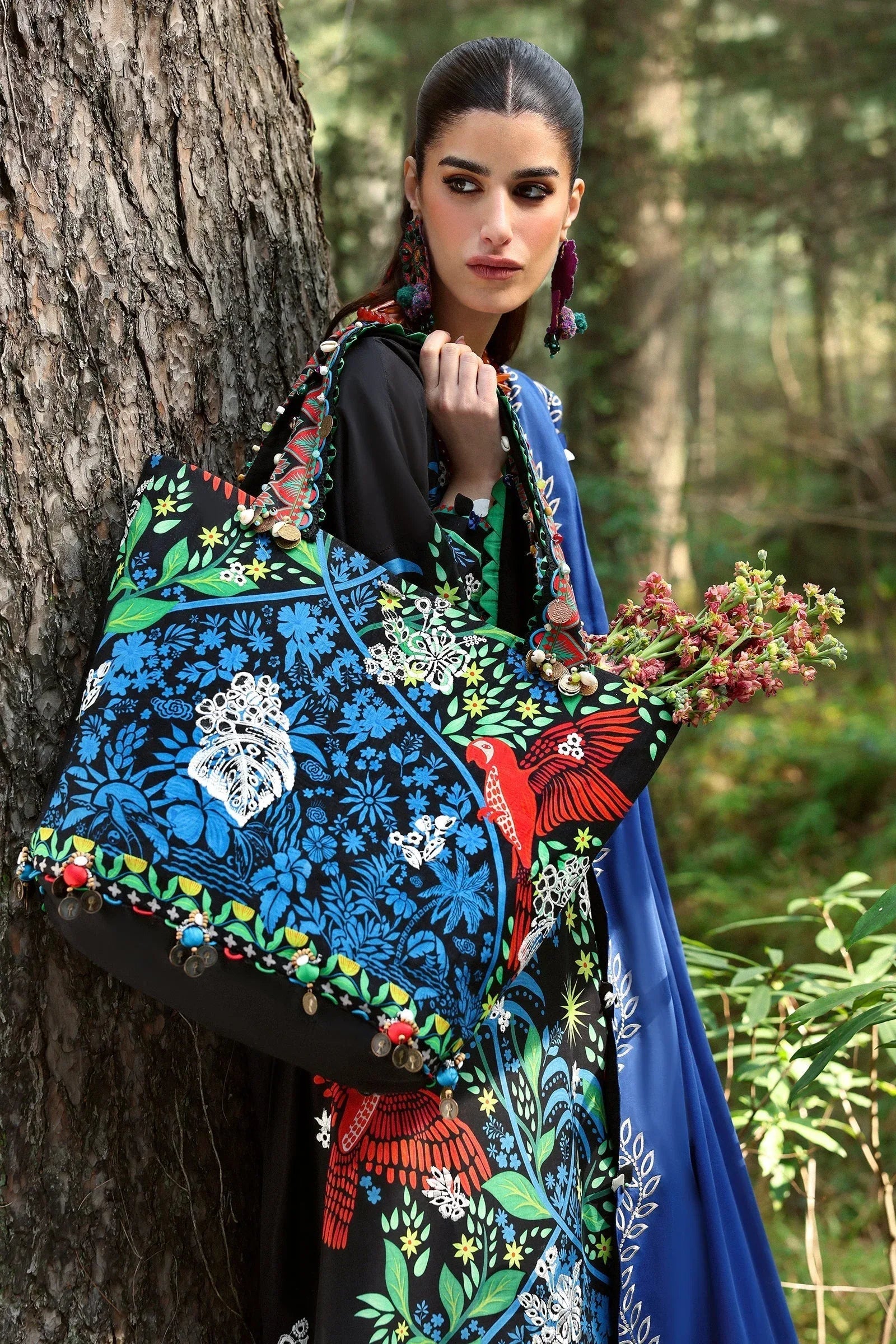 Zaha | Lawn 25 | BLACK SOLANA (ZL25-03 A) - Aqsa Fabrics