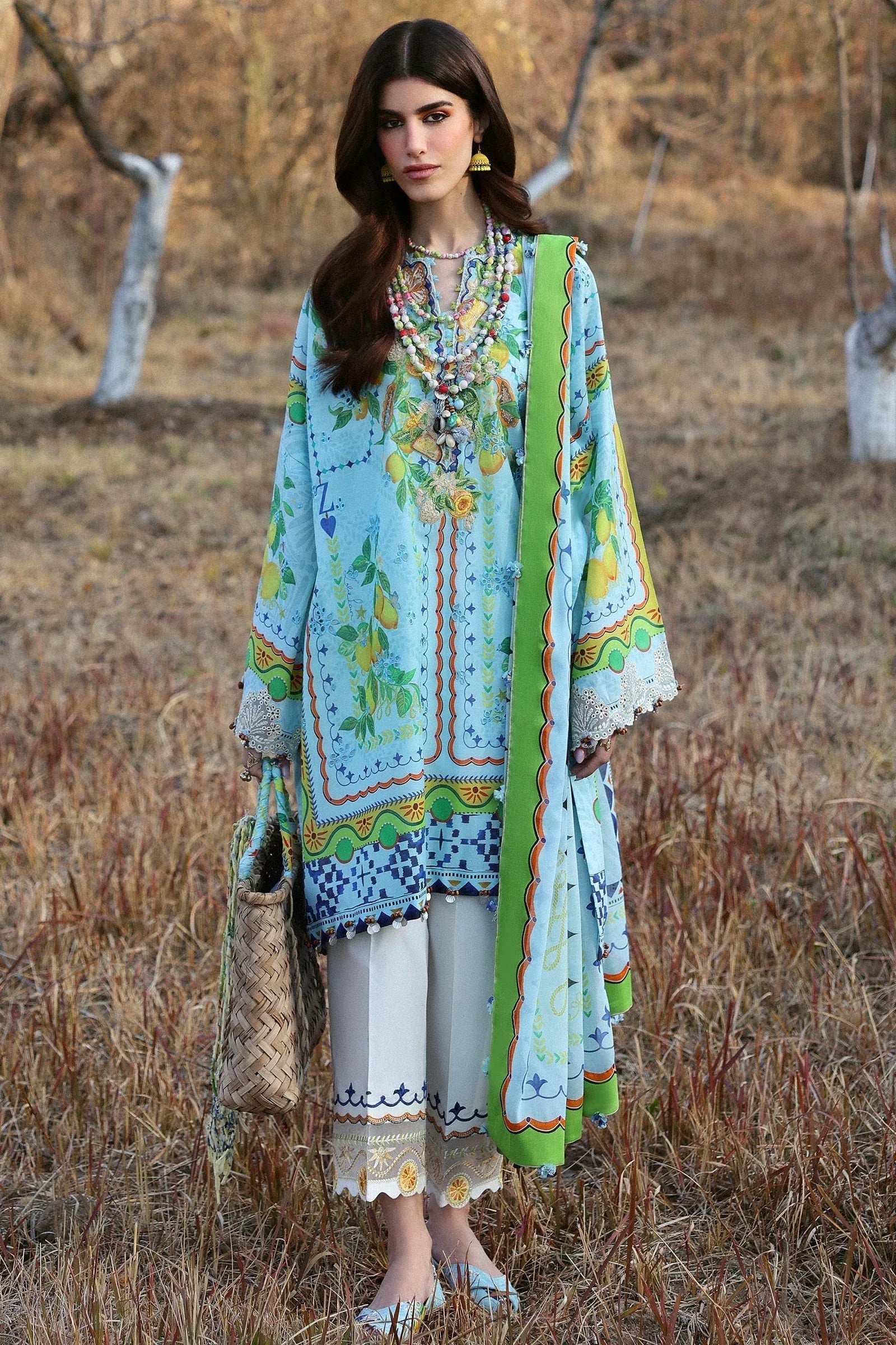 Zaha | Lawn 25 | DAHLIA (ZL25-04 B) - Aqsa Fabrics