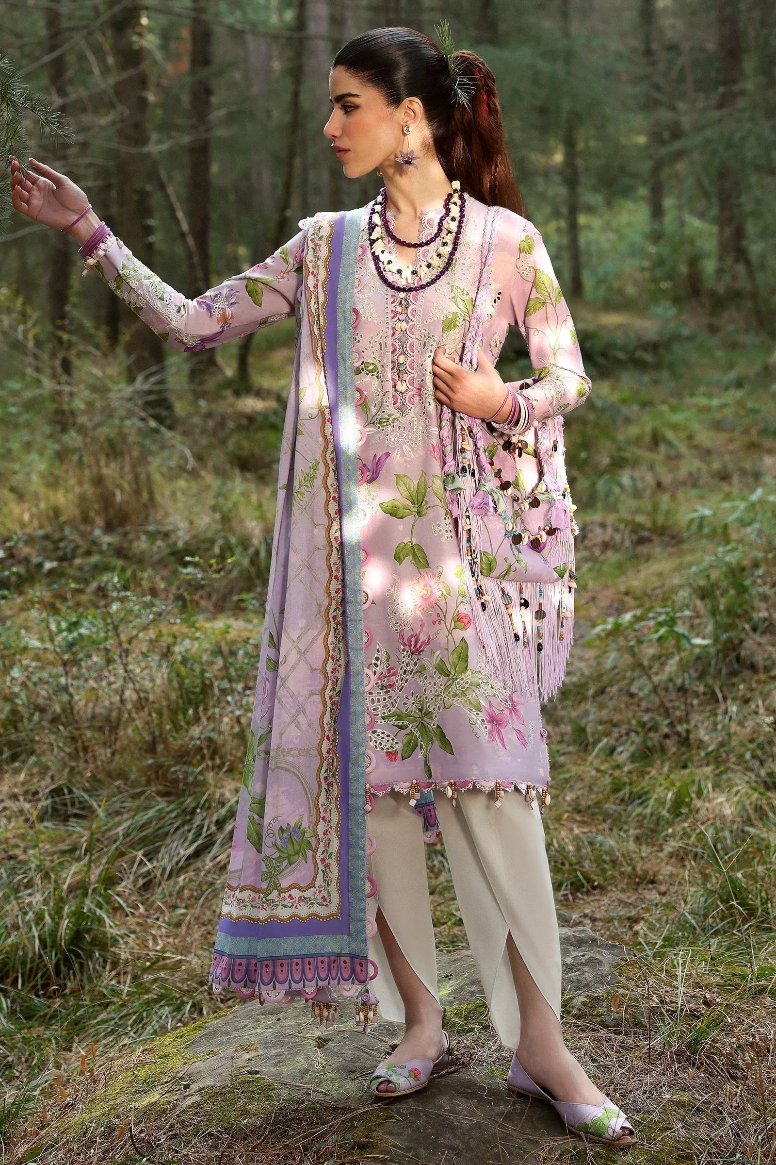 Zaha | Lawn 25 | ELARA (ZL25-02 A) - Aqsa Fabrics
