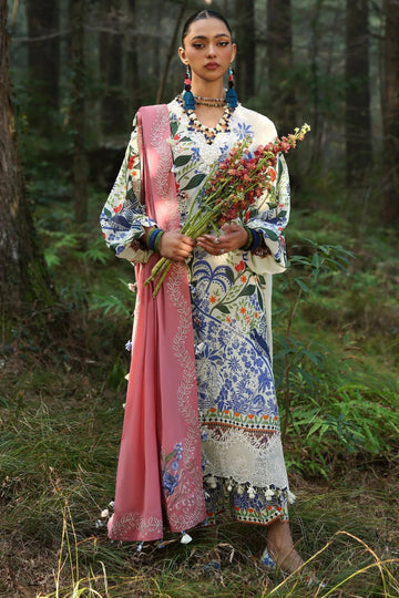 Zaha | Lawn 25 | WHITE SOLANA (ZL25-03 B) - Aqsa Fabrics