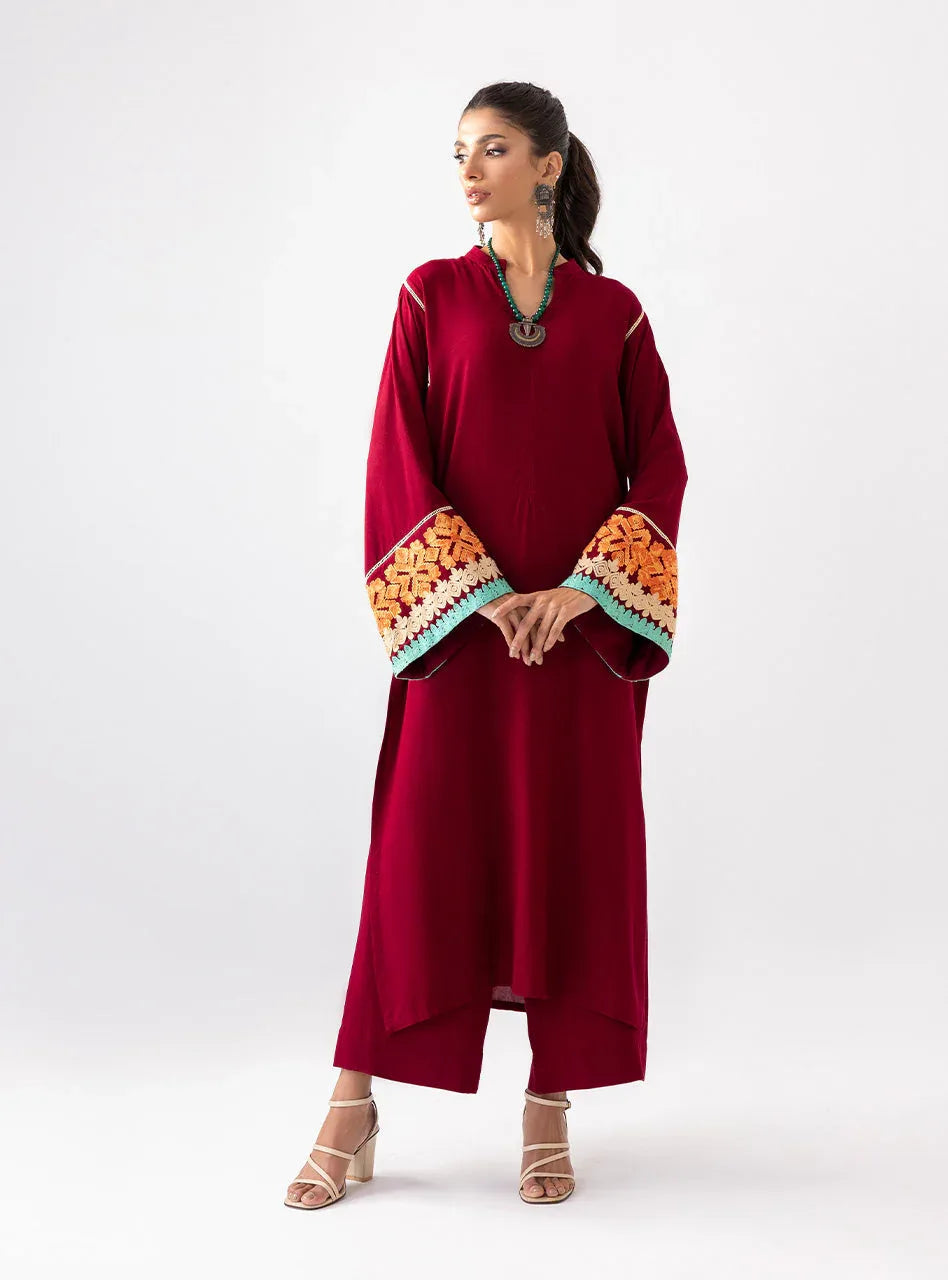 Zainab Chottani | Aara Casual Pret |  Divine Maroon - Aqsa Fabrics