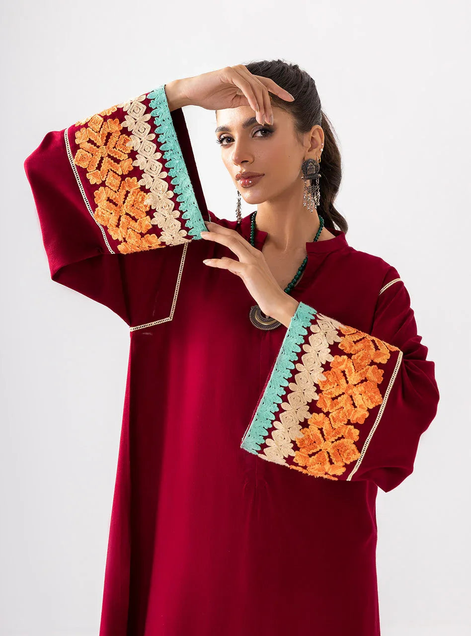 Zainab Chottani | Aara Casual Pret |  Divine Maroon - Aqsa Fabrics