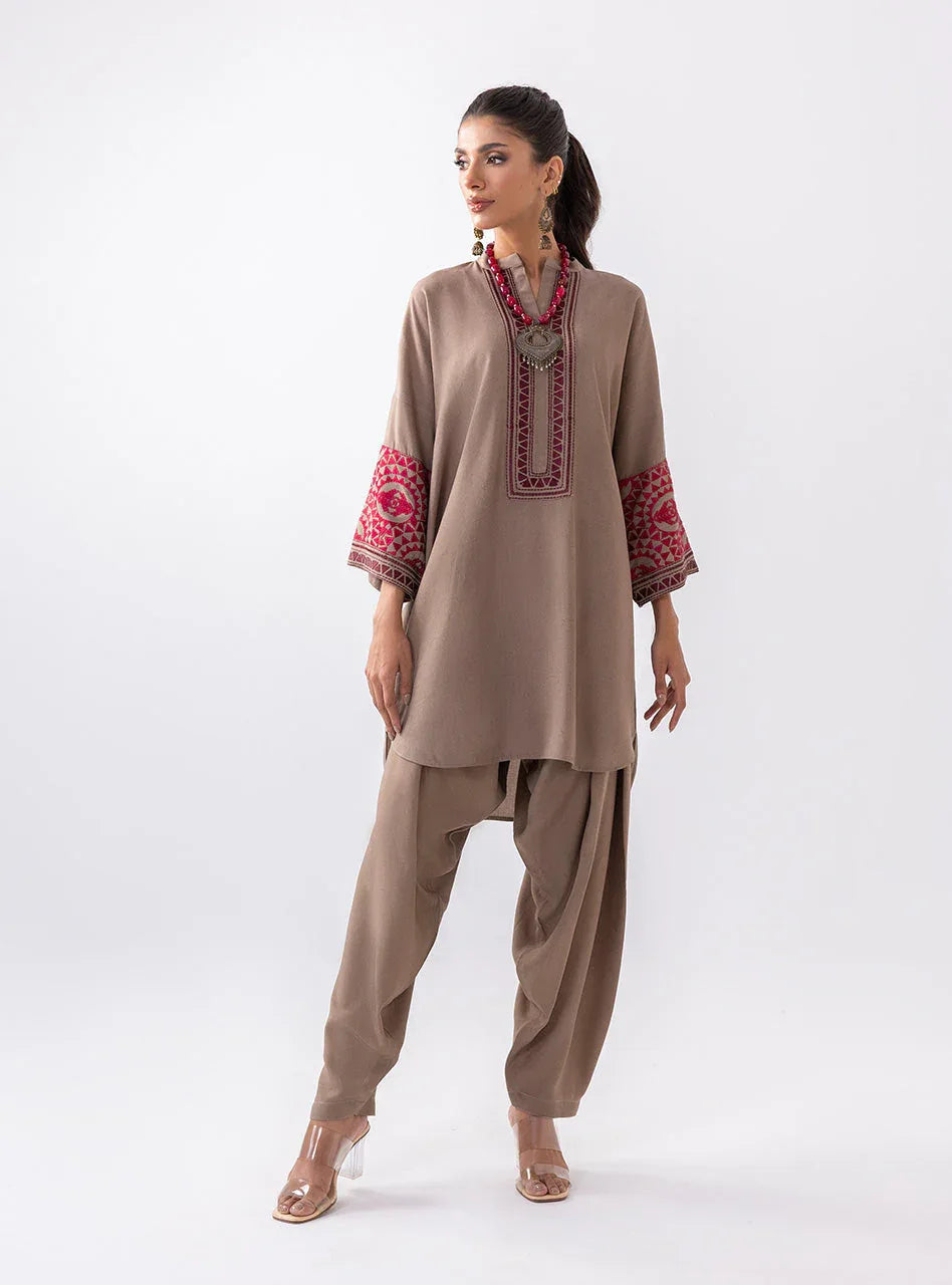 Zainab Chottani | Aara Casual Pret |  Sandy Beige - Aqsa Fabrics