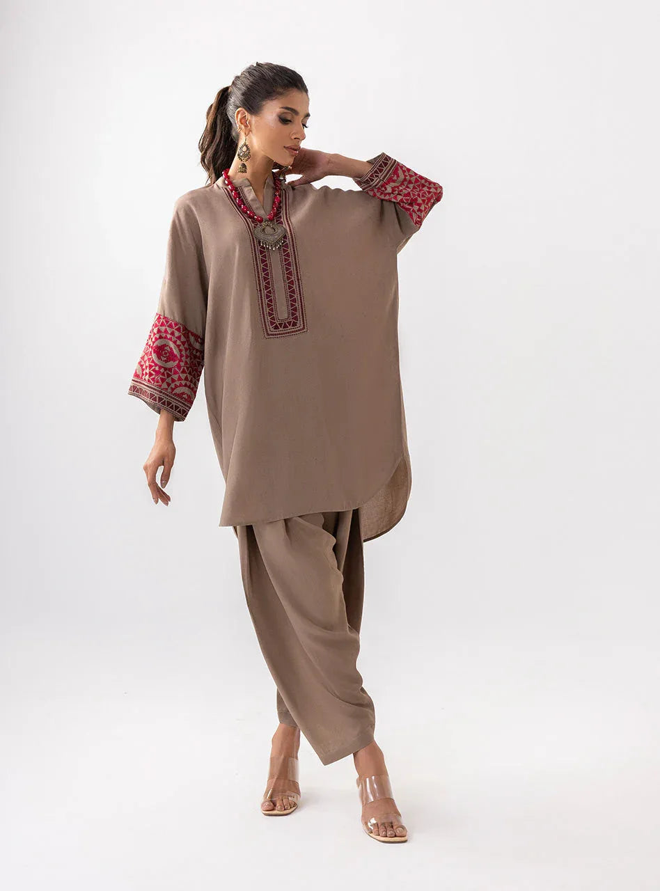 Zainab Chottani | Aara Casual Pret |  Sandy Beige - Aqsa Fabrics