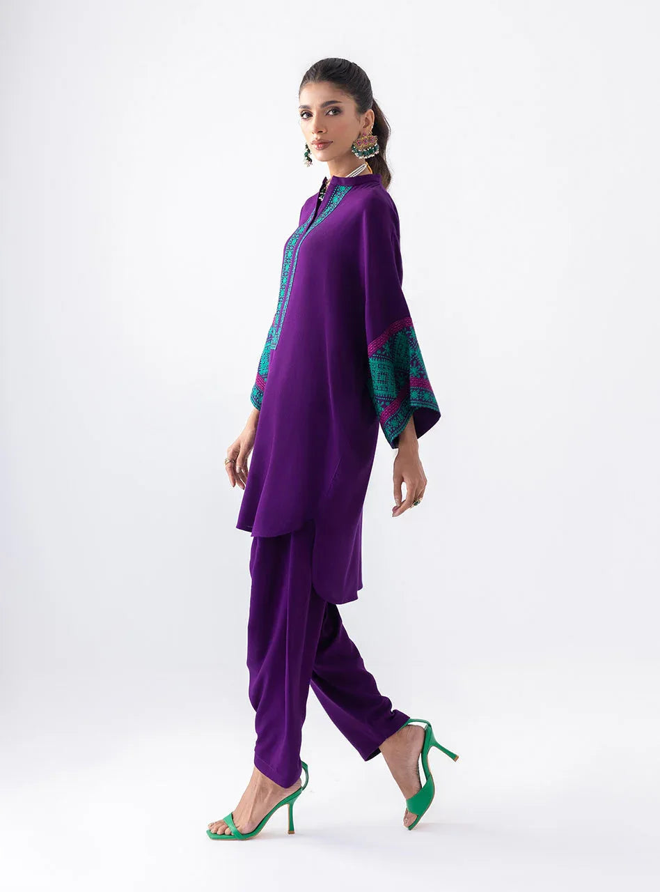 Zainab Chottani | Aara Casual Pret |  Blushing Plum - Aqsa Fabrics