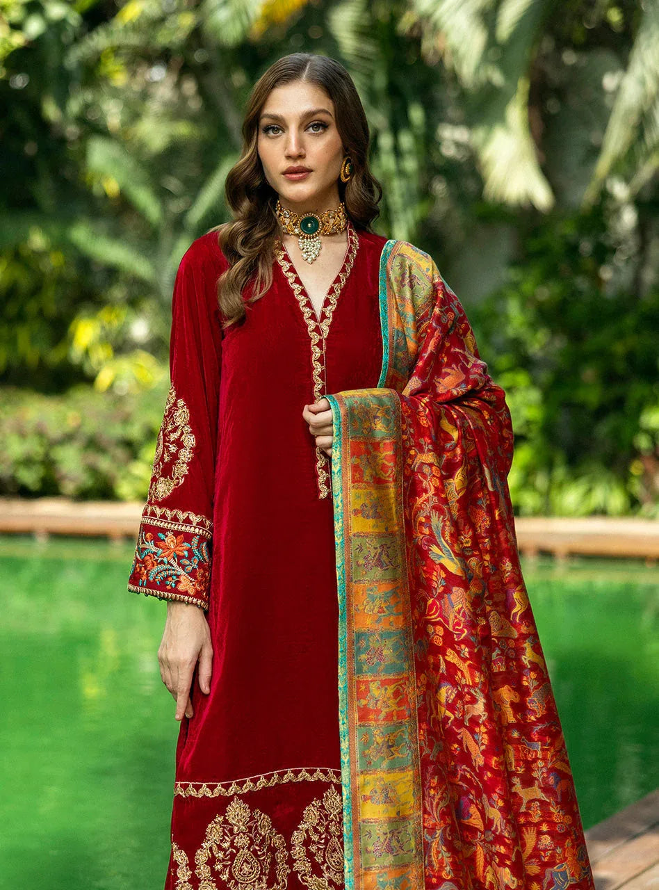 Zainab Chottani | Makhmal Luxe Pret | Ghermez - Aqsa Fabrics