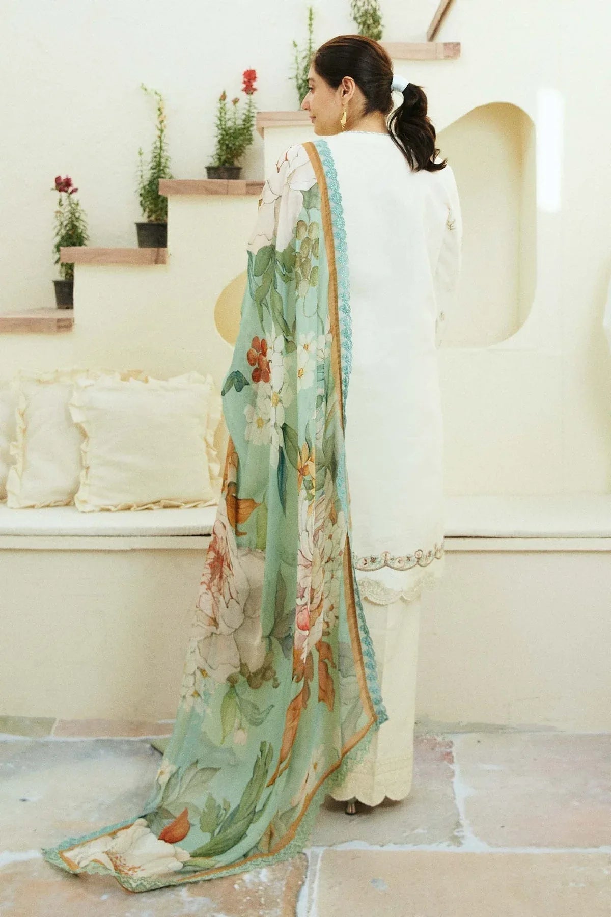 Zara Shahjahan | Coco Lawn Eid Edit 24 | IVORY-D10 - Aqsa Fabrics