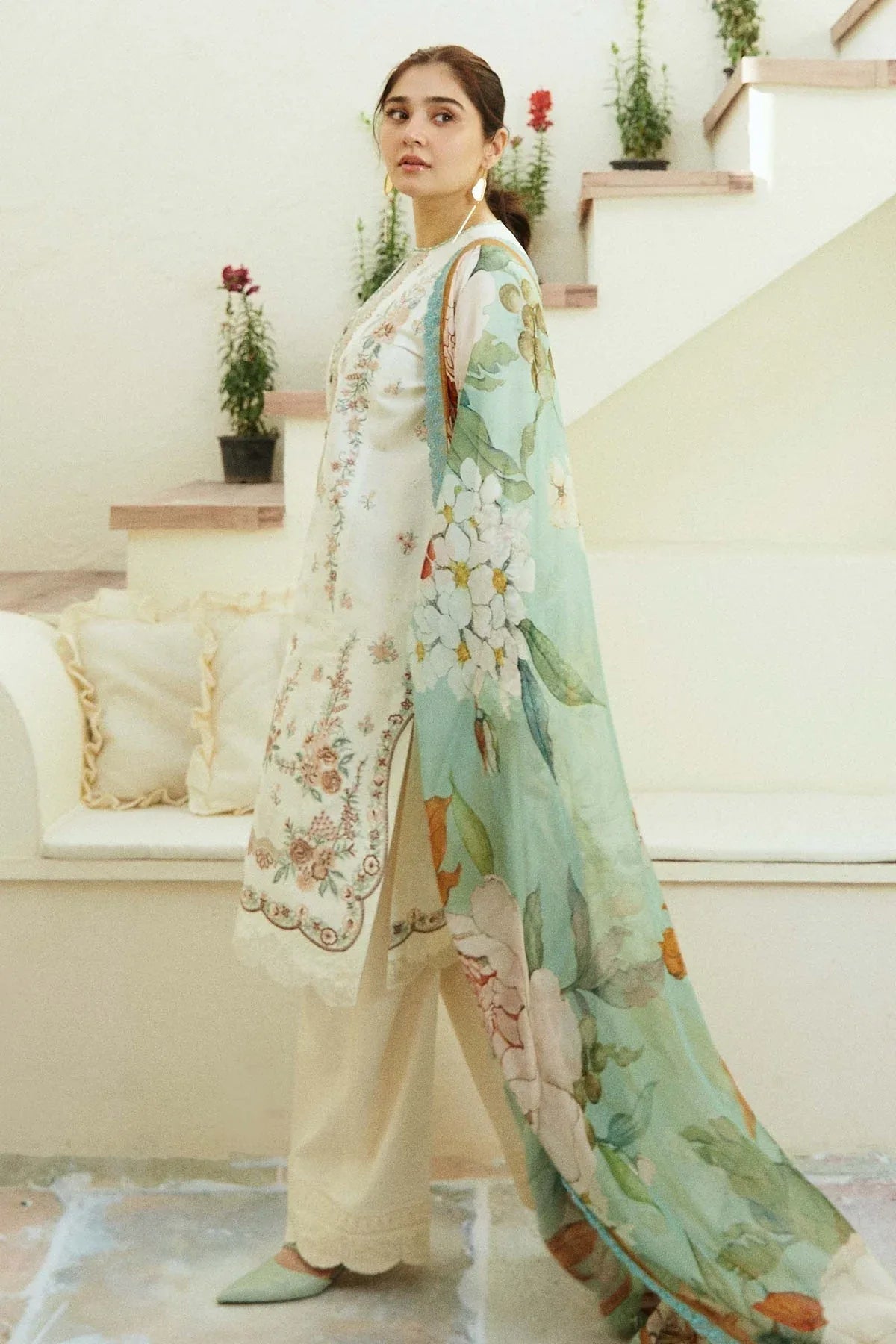 Zara Shahjahan | Coco Lawn Eid Edit 24 | IVORY-D10 - Aqsa Fabrics