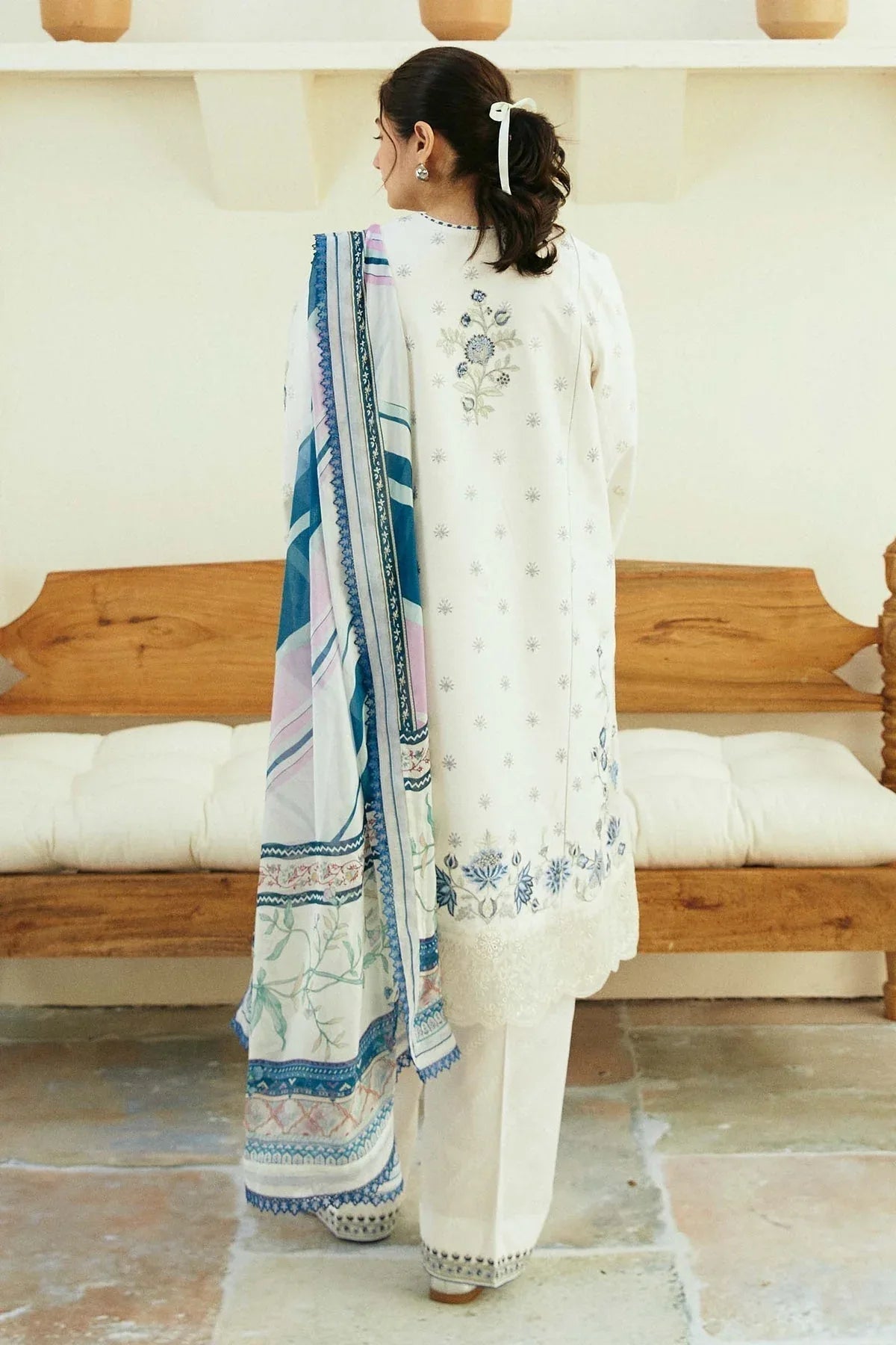 Zara Shahjahan | Coco Lawn Eid Edit 24 | IVORY-D4 - Aqsa Fabrics