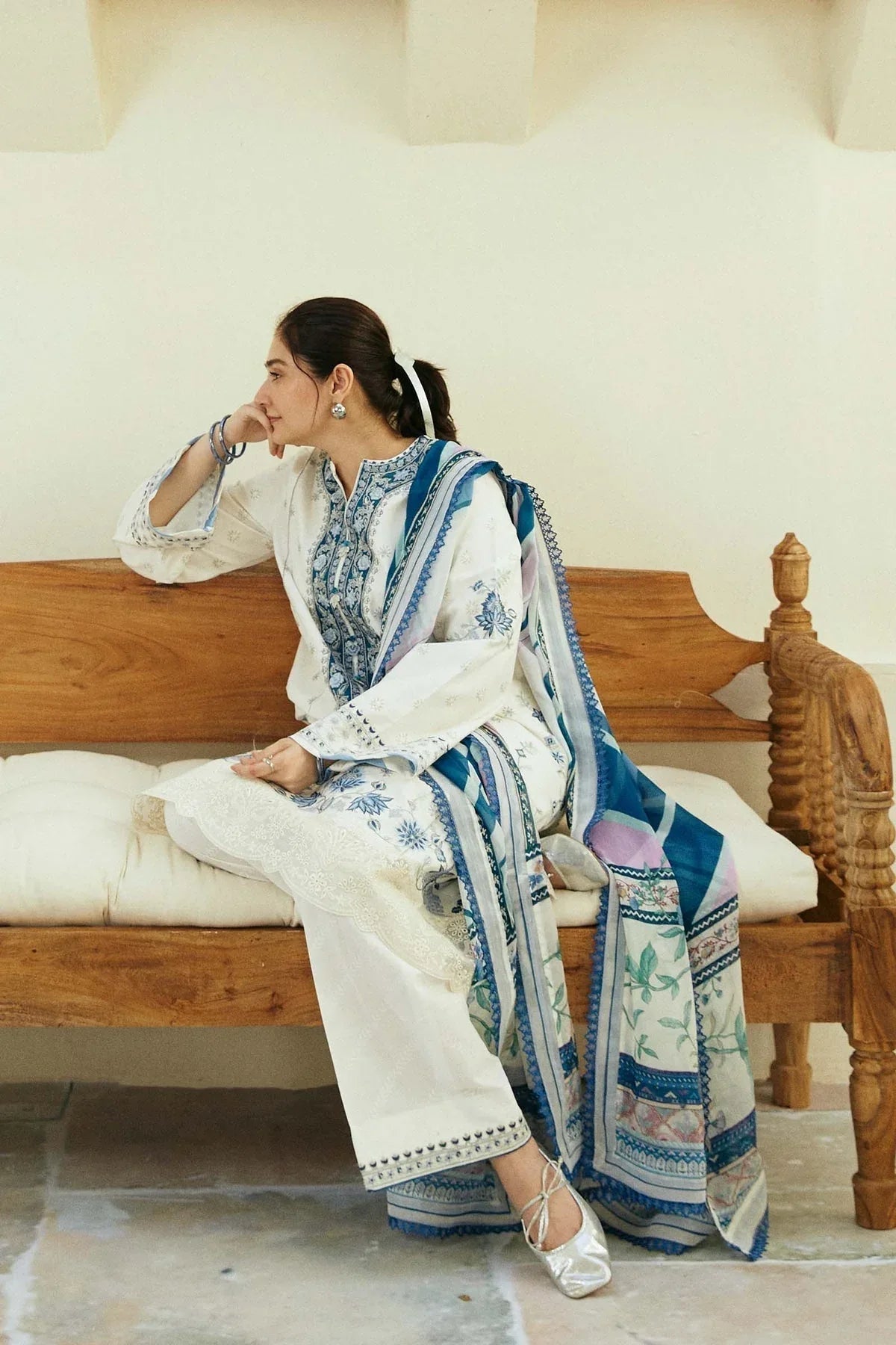 Zara Shahjahan | Coco Lawn Eid Edit 24 | IVORY-D4 - Aqsa Fabrics