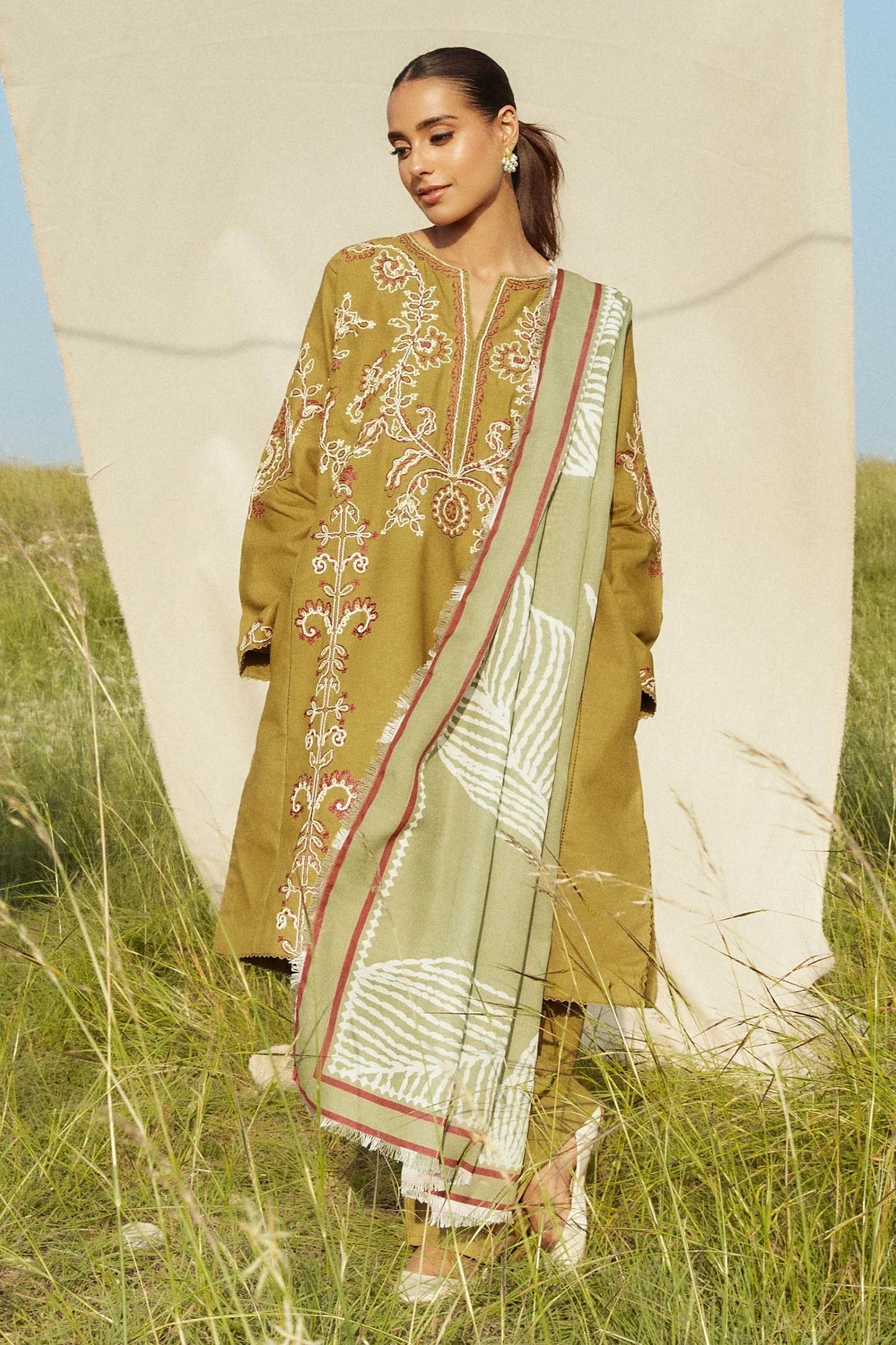 Zara Shahjahan | Coco Winter 24 | Peridot-5A - Aqsa Fabrics