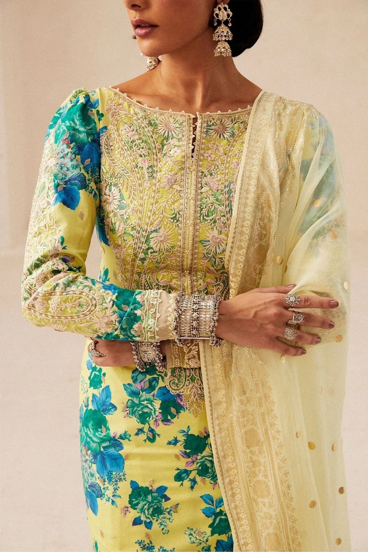 Zara Shahjahan | Luxury Lawn 24 | PHOOL KARI-13A - Aqsa Fabrics
