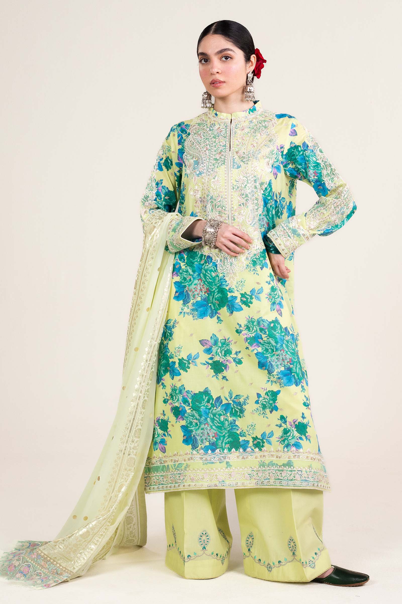 Zara Shahjahan | Stitched Lawn 24 | SL-PHOOL KARI-13A - Aqsa Fabrics