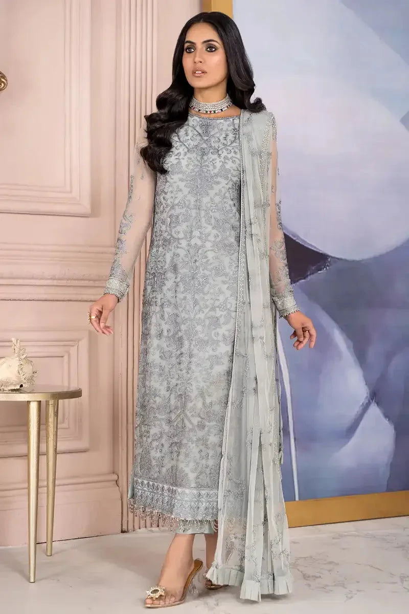Zarif | Afreen Formals | ZA 02 STEEL GREY - Aqsa Fabrics