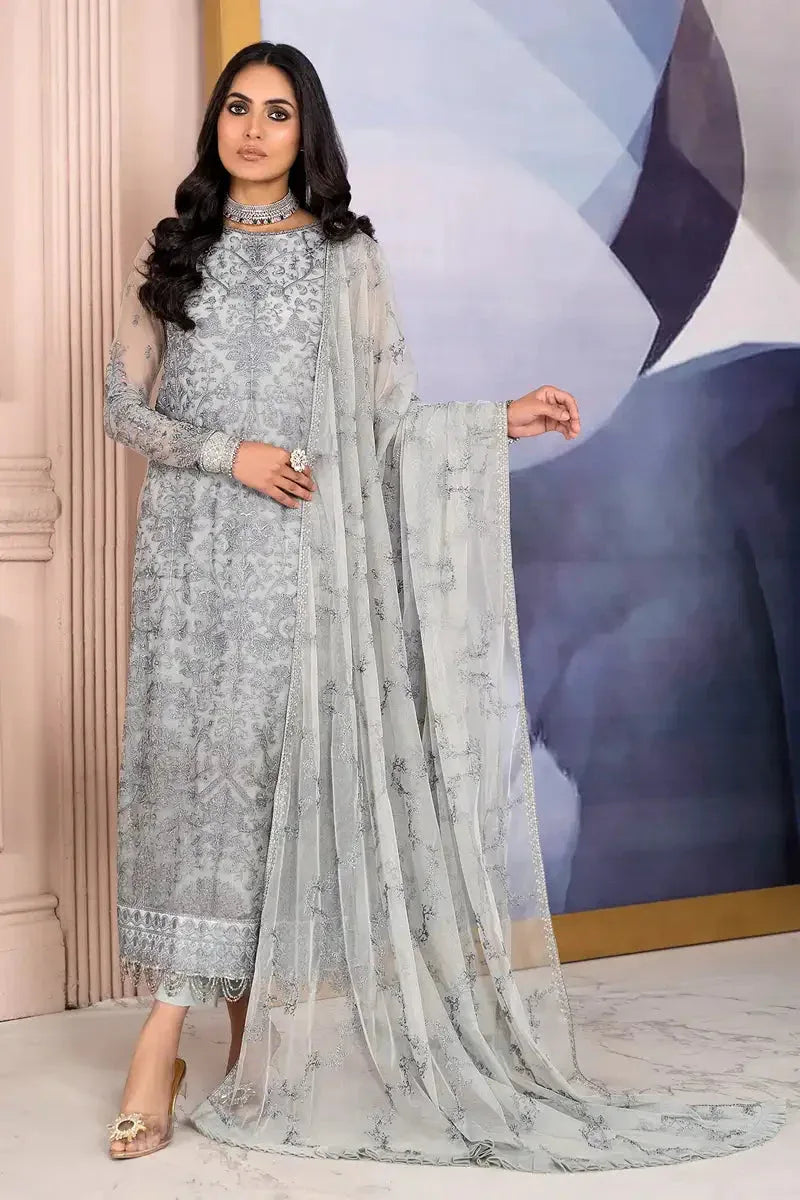 Zarif | Afreen Formals | ZA 02 STEEL GREY - Aqsa Fabrics