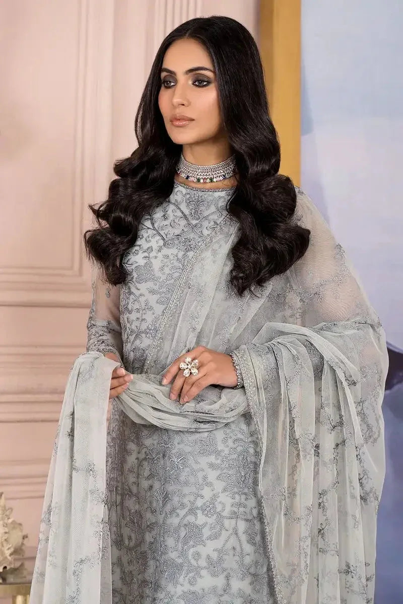 Zarif | Afreen Formals | ZA 02 STEEL GREY - Aqsa Fabrics