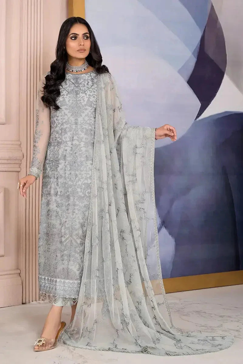 Zarif | Afreen Formals | ZA 02 STEEL GREY - Aqsa Fabrics