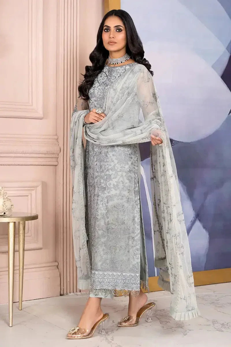 Zarif | Afreen Formals | ZA 02 STEEL GREY - Aqsa Fabrics