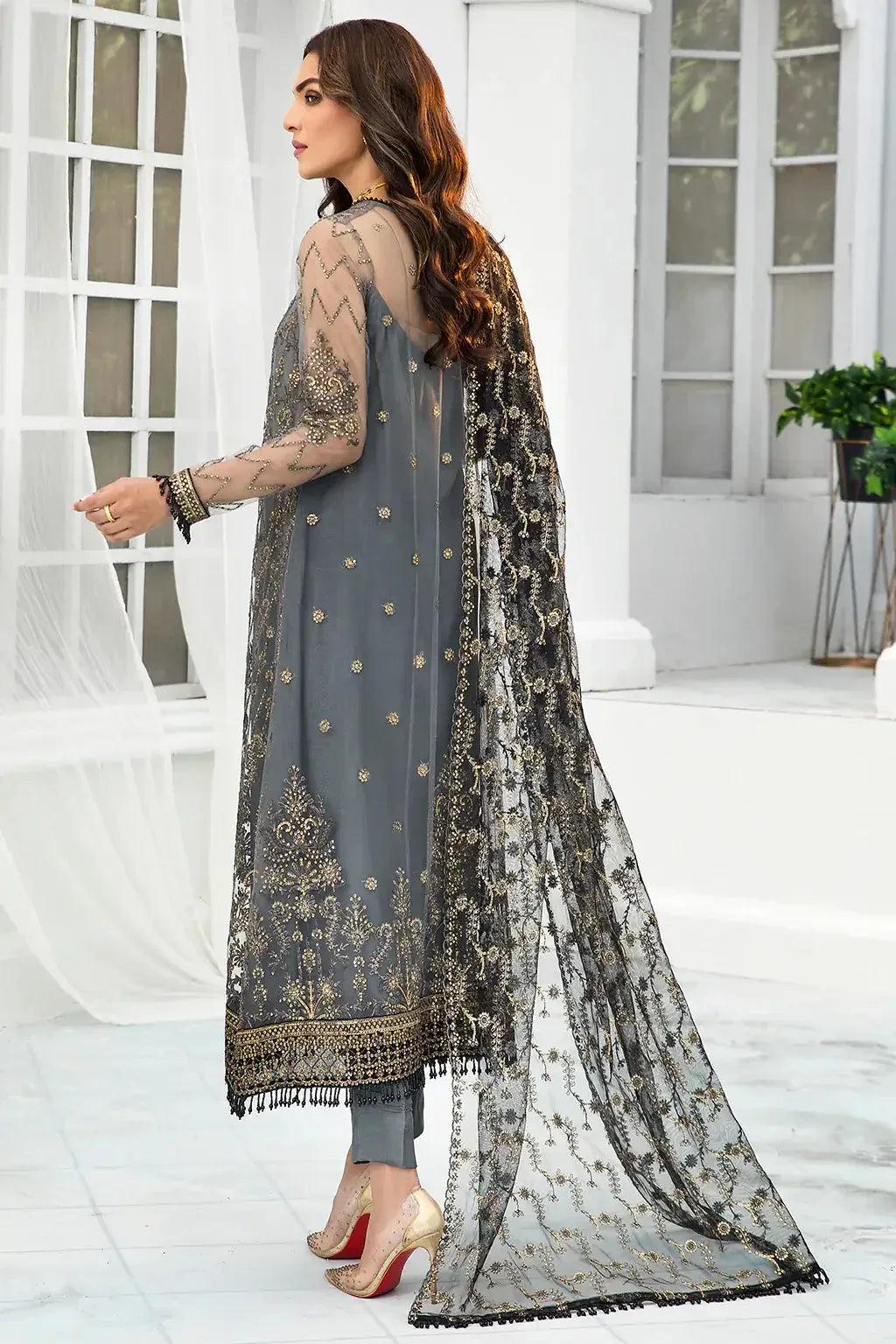 Zarif | DE LUXURY Formals | GRAPHITE - Aqsa Fabrics