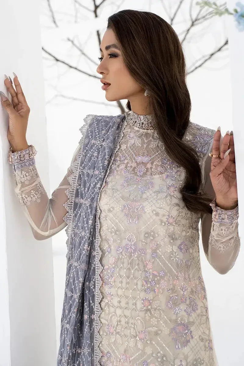 Zarif | LA CELESTE LUXURY Formals | ZLC 02 PEARL WHITE - Aqsa Fabrics